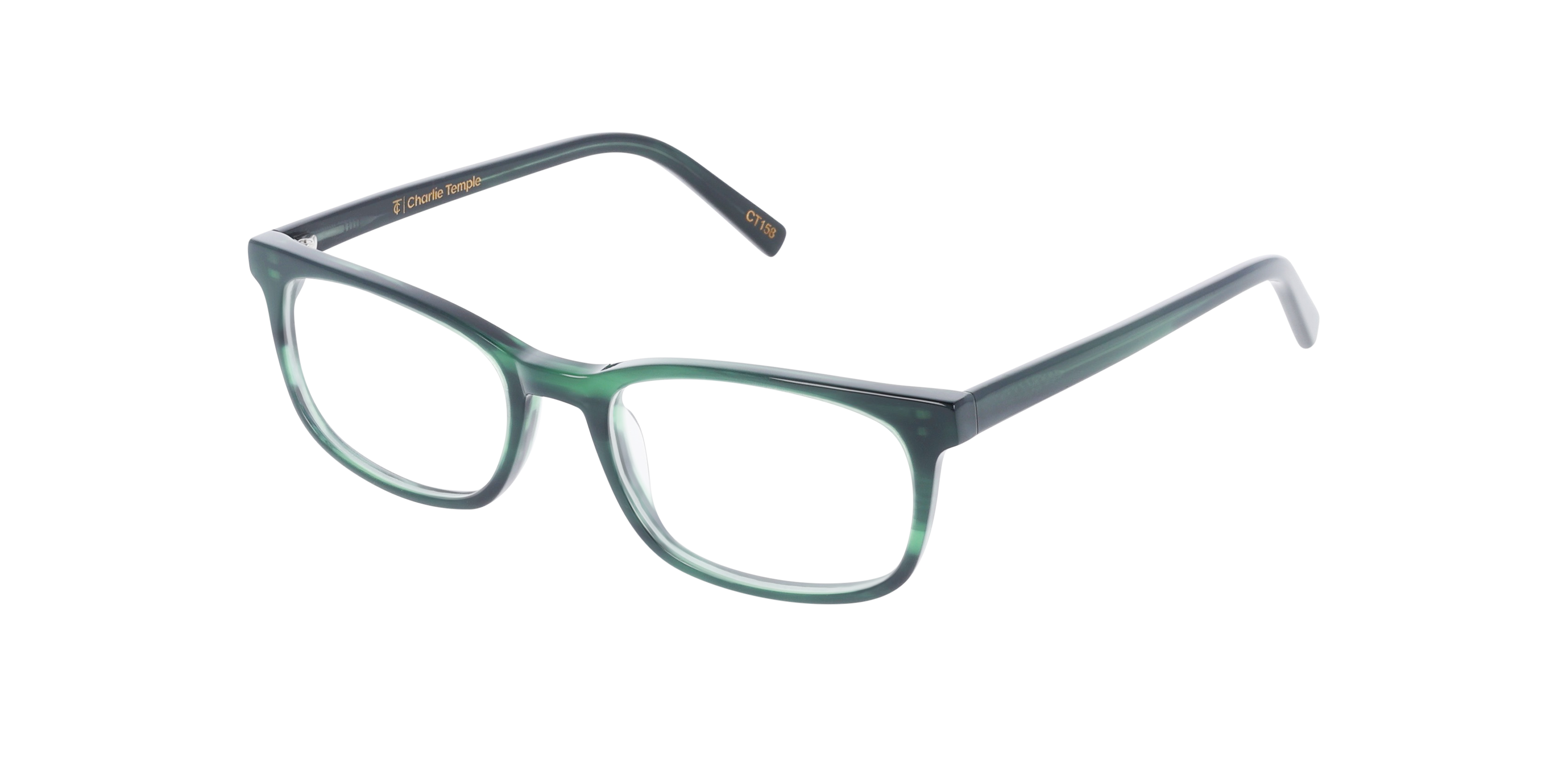 Teddy Hunting Green AcetaatEyeglass Frames van B24, Hoekweergave