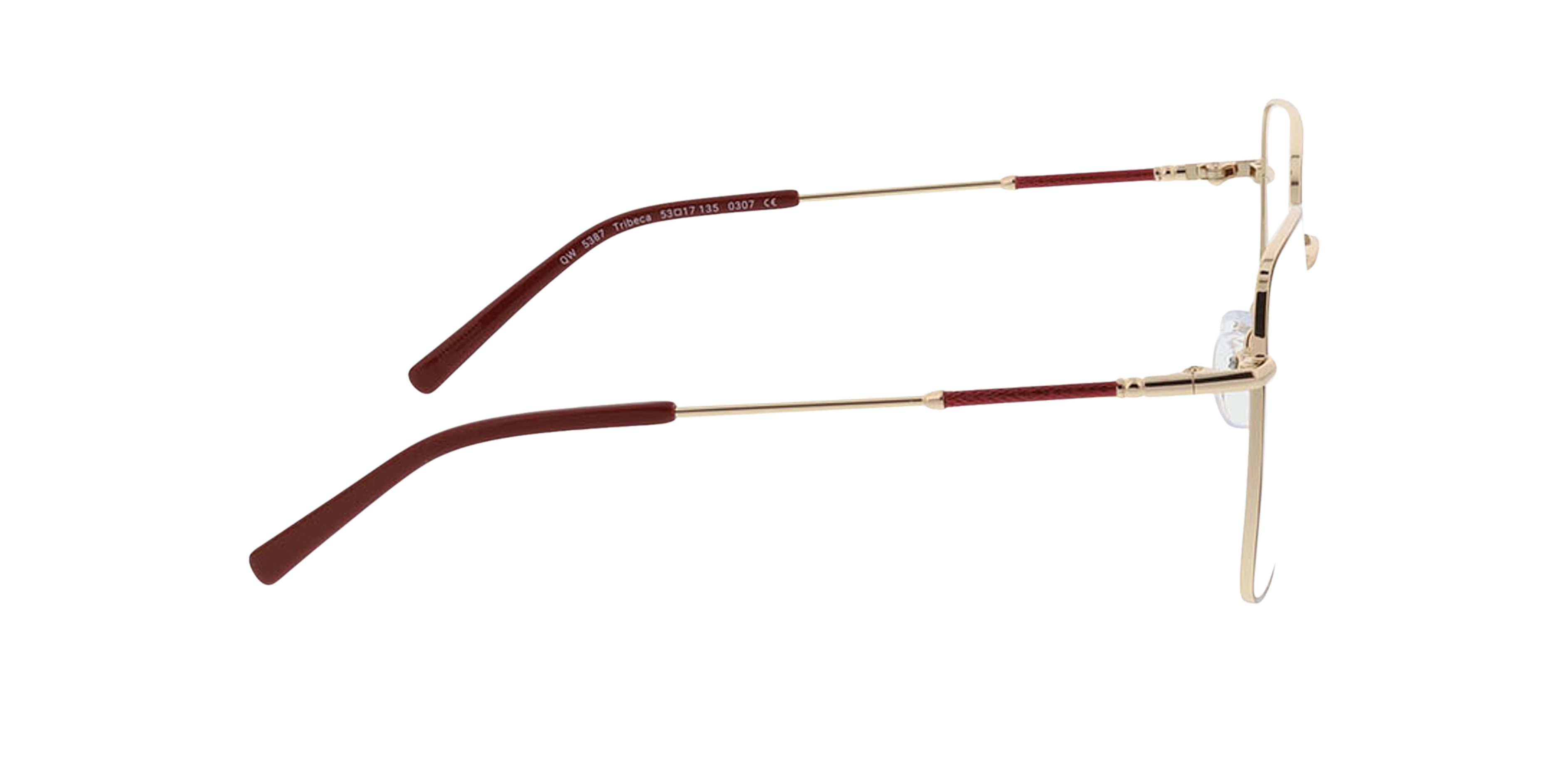 Tribeca Goud  &  bordeauxroodbo MetaalEyeglass Frames van B24, Zijaanzicht