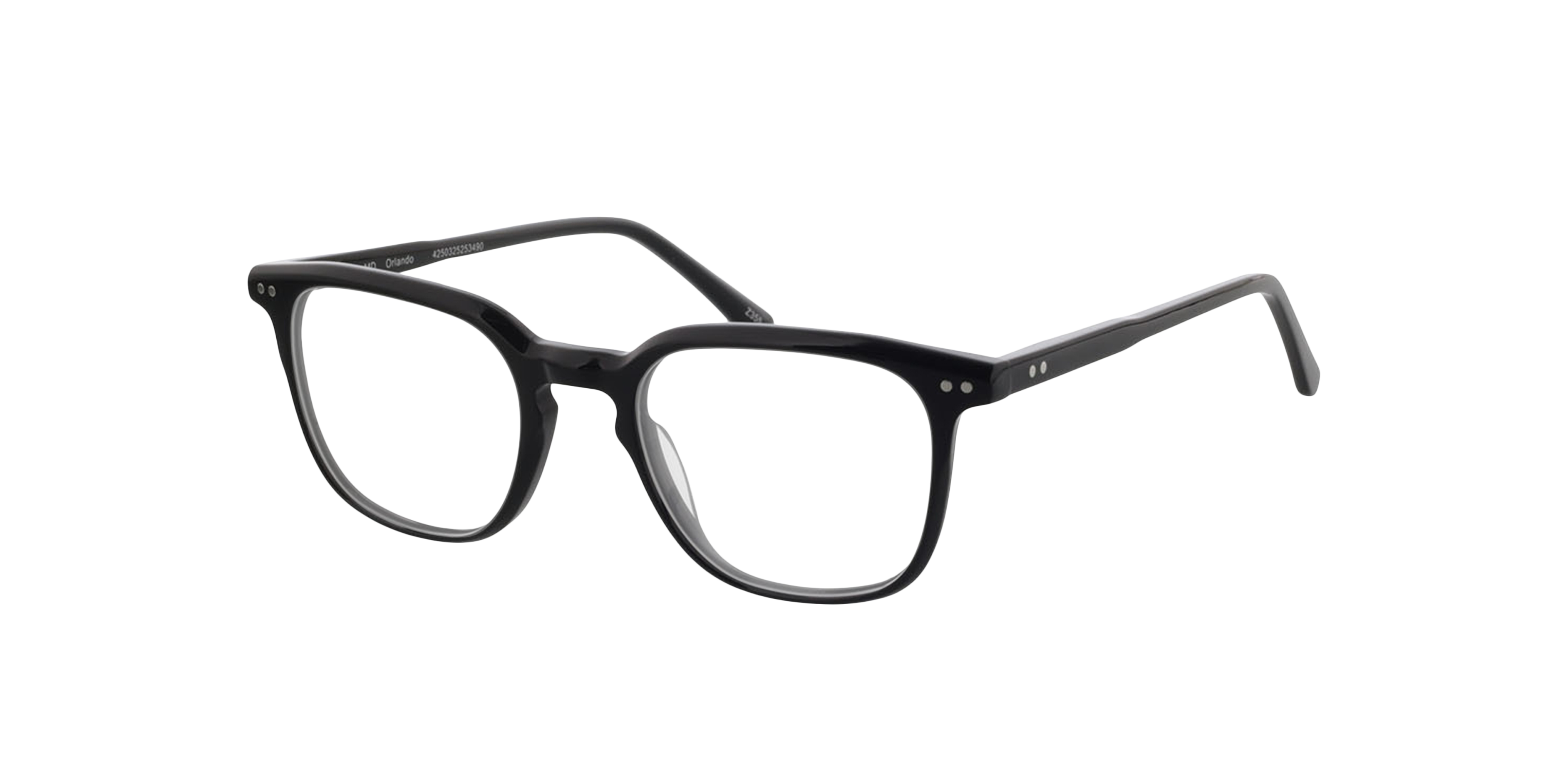 Orlando Zwart AcetaatEyeglass Frames van B24, Hoekweergave
