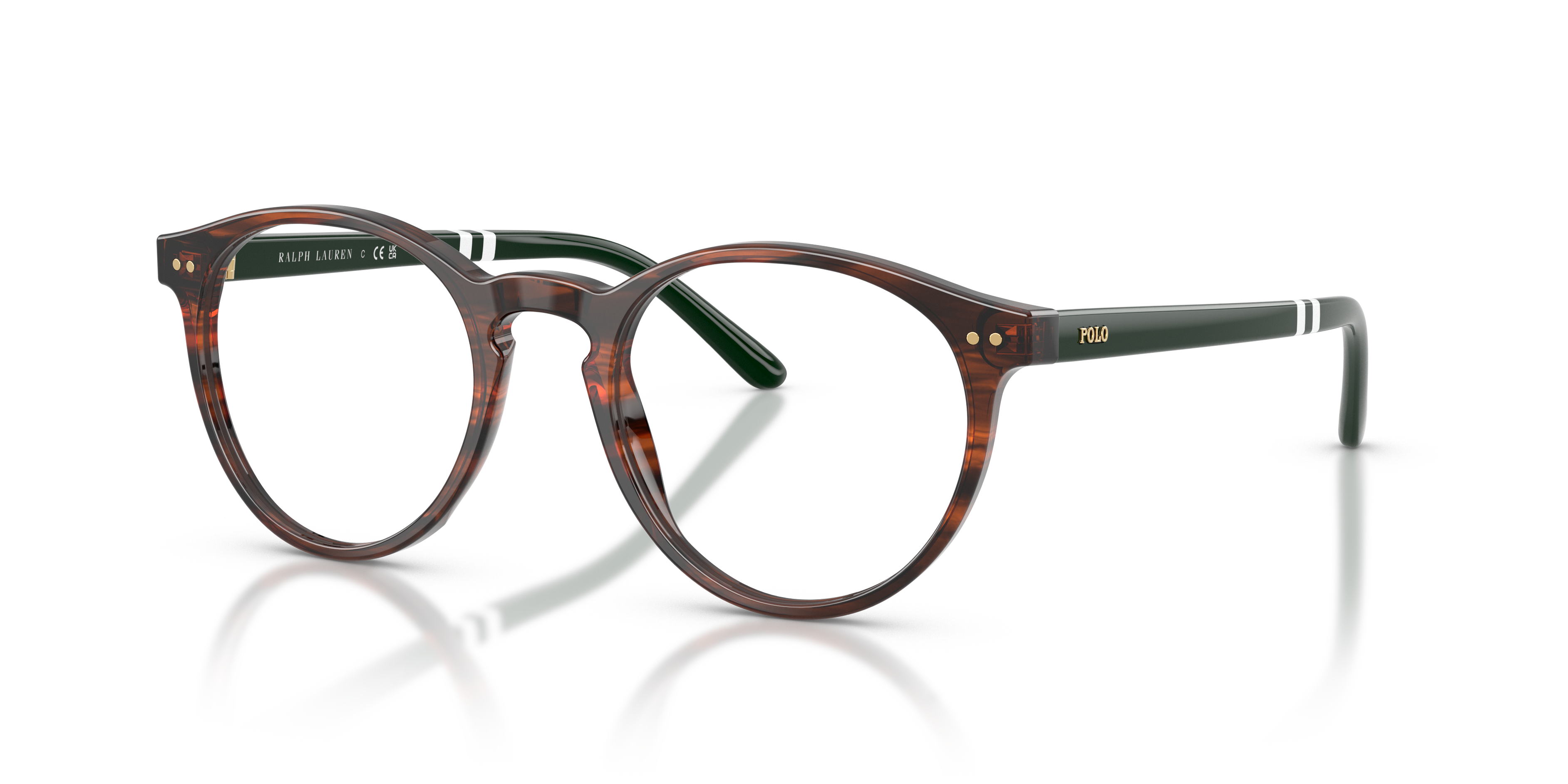 PH2297 Shiny Striped Brown AcetatEyeglass Frames von B24, Dreiviertelansicht