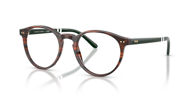 PH2297 Shiny Striped Brown AcetaatEyeglass Frames van B24, Hoekweergave