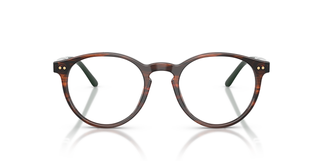 PH2297 Shiny Striped Brown AcetaatEyeglass Frames van B24, Vooraanzicht