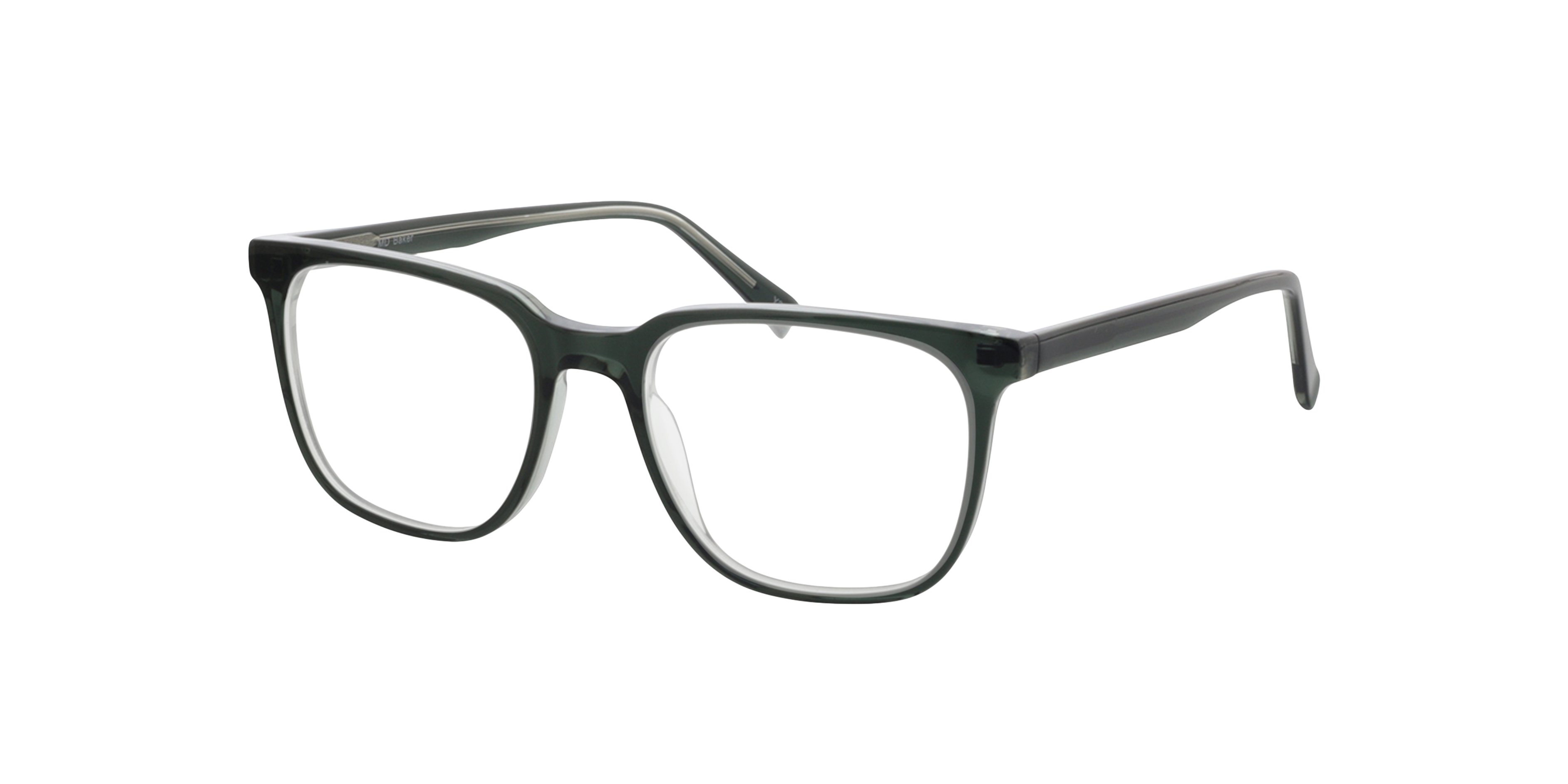 Baker Tweelaags groen  &  kristal AcetaatEyeglass Frames van B24, Hoekweergave