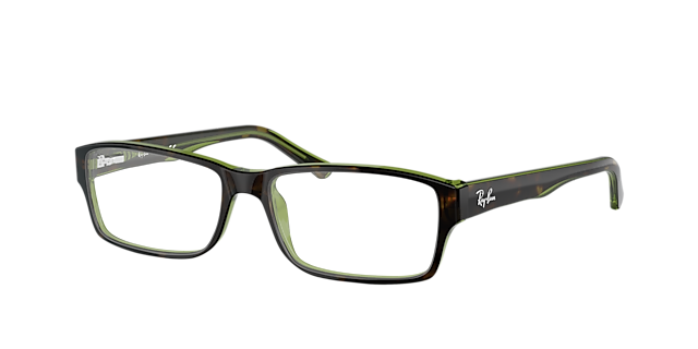 RB5169 Havana op groen AcetaatEyeglass Frames van B24, Hoekweergave