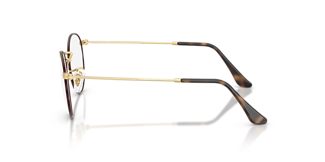 Round Metal Optics Matte Havana On Matte Arista Gold MetaalEyeglass Frames van B24, Zijaanzicht