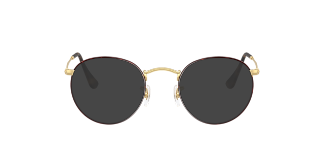 Round Metal Optics Matte Havana On Matte Arista Gold MetaalEyeglass Frames van B24, met getinte lenzen