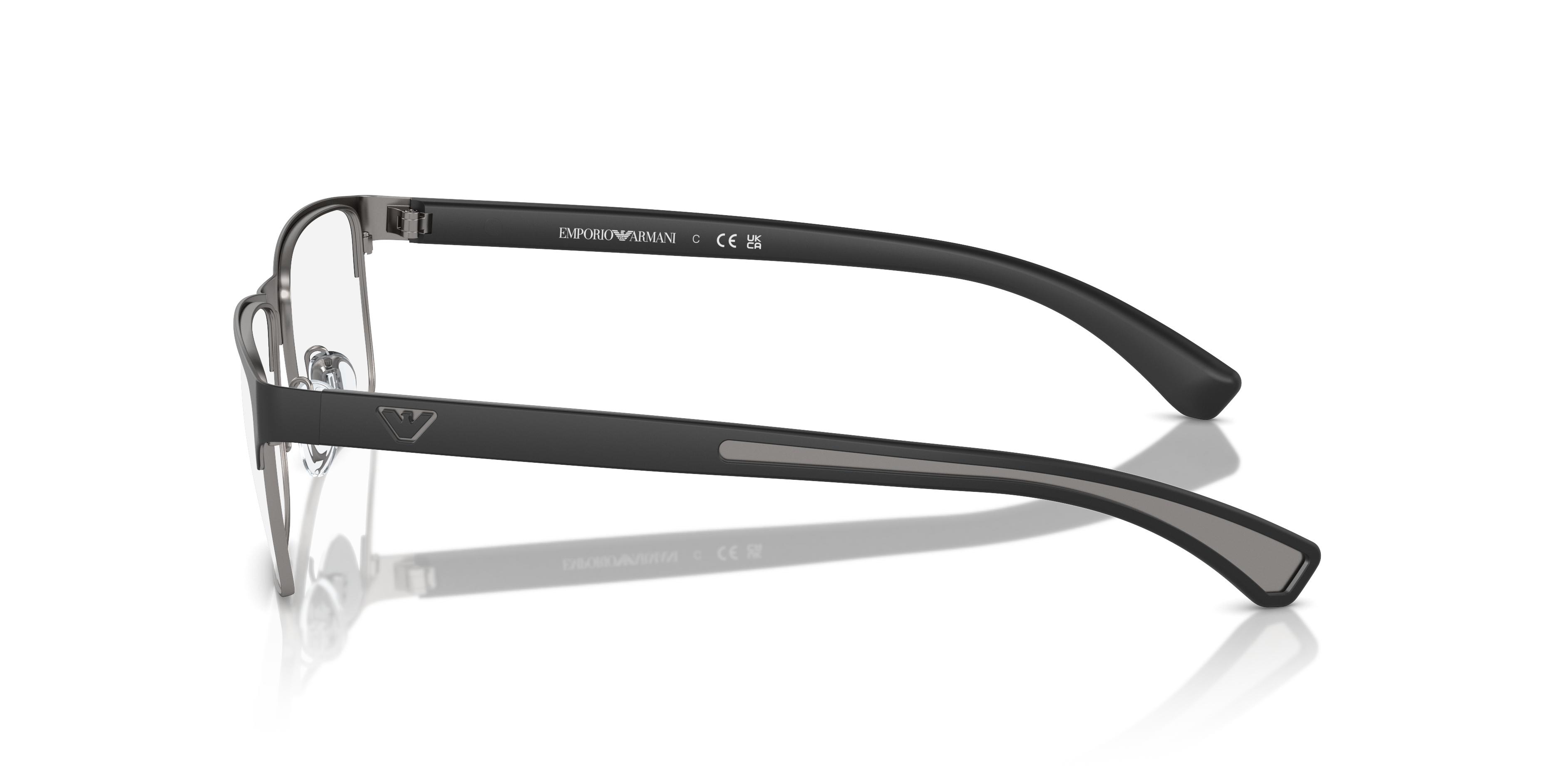 EA1052 Gummi Schwarz & Gunmetal MetallEyeglass Frames von B24, Seitenansicht