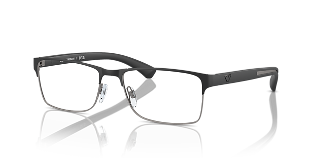 EA1052 Rubber zwart en staalgrijs MetaalEyeglass Frames van B24, Hoekweergave