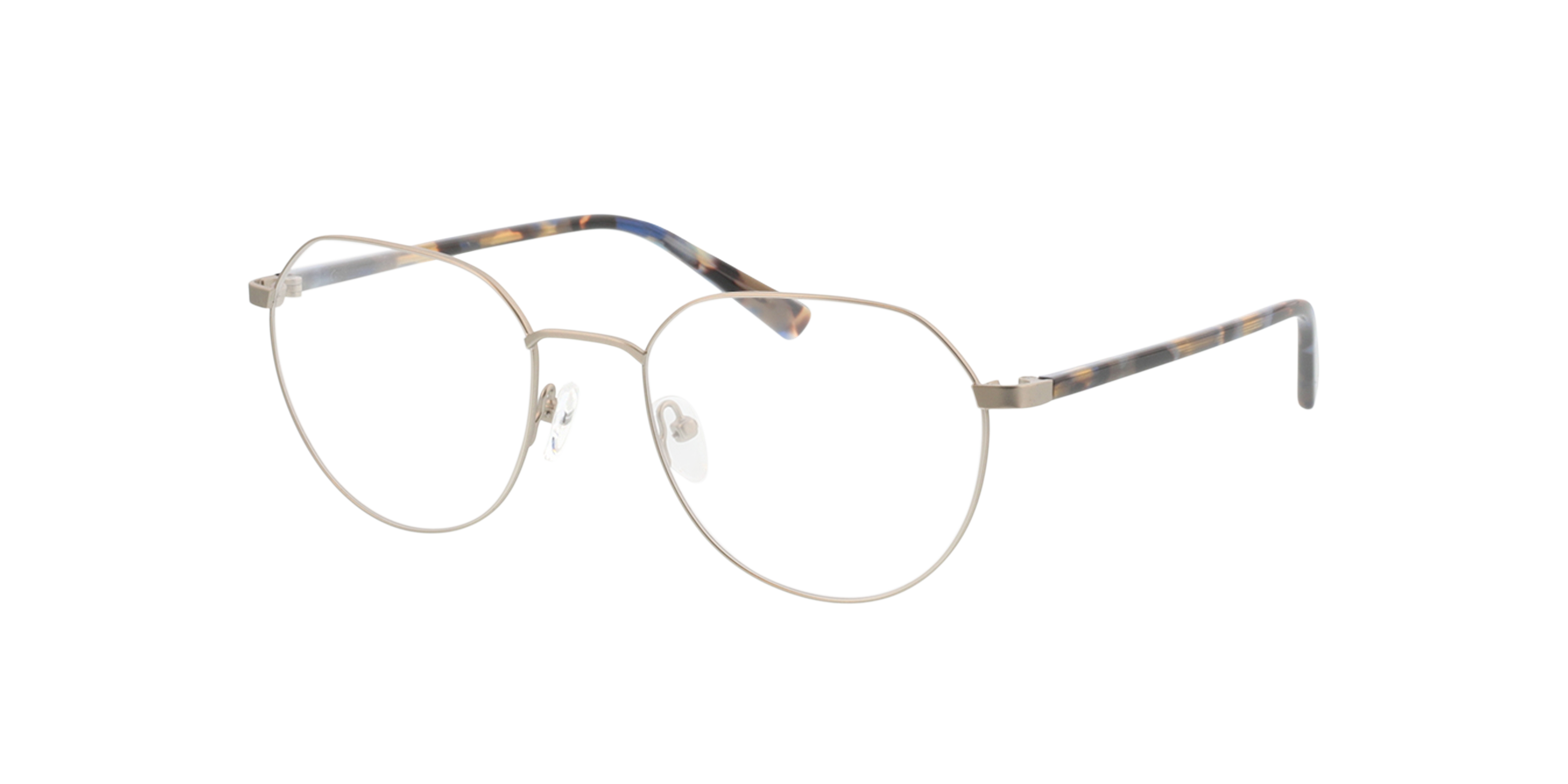 Eos Zilver  &  blauw Havana MetaalEyeglass Frames van B24, Hoekweergave