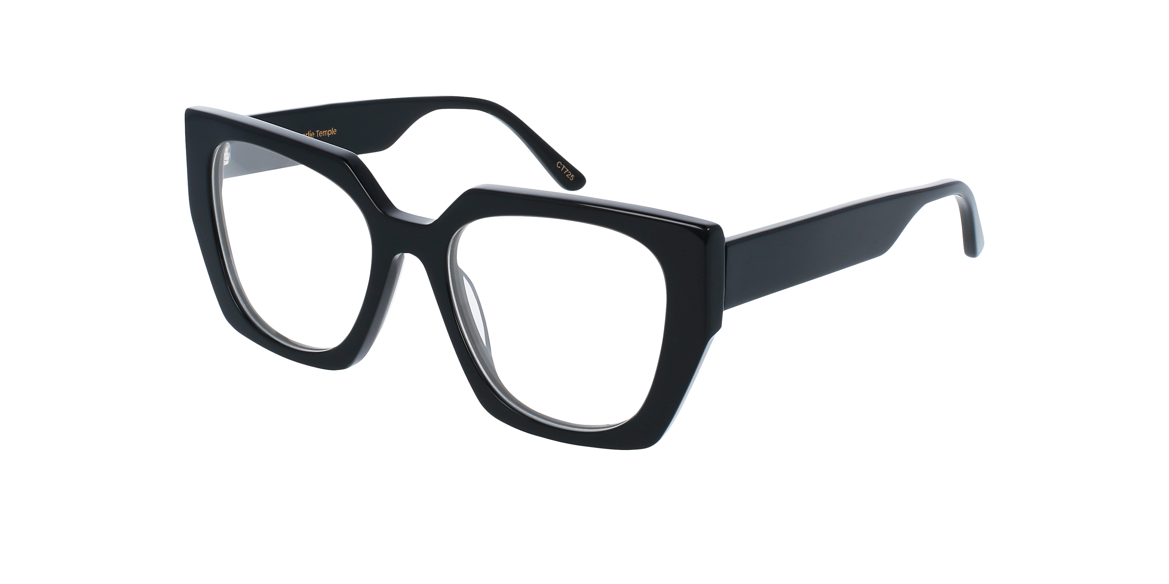 Regina Jet Black AcetatEyeglass Frames von B24, Dreiviertelansicht