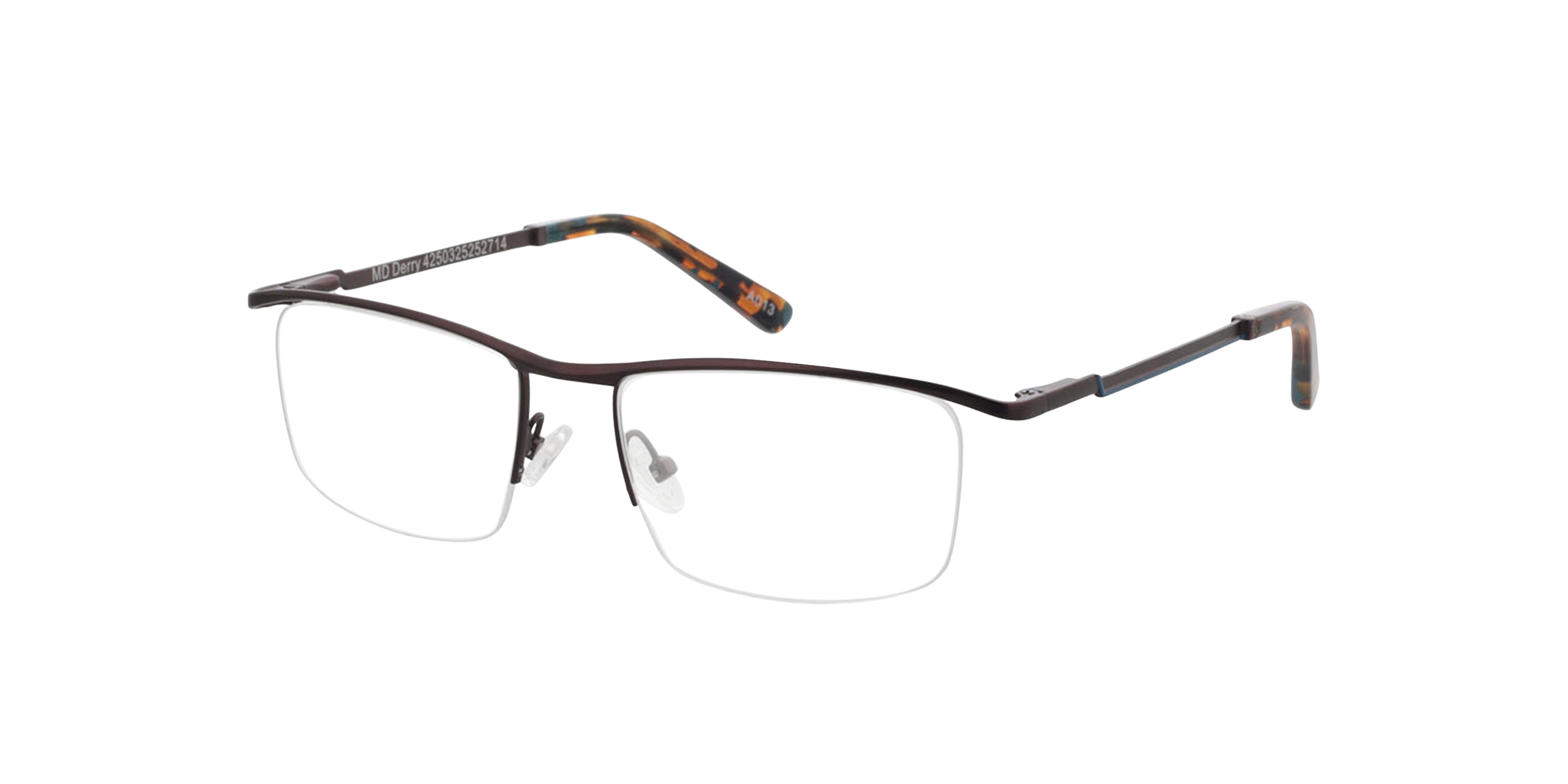 Derry Bruin  &  blauw  &  Havana blauw MetaalEyeglass Frames van B24, Hoekweergave