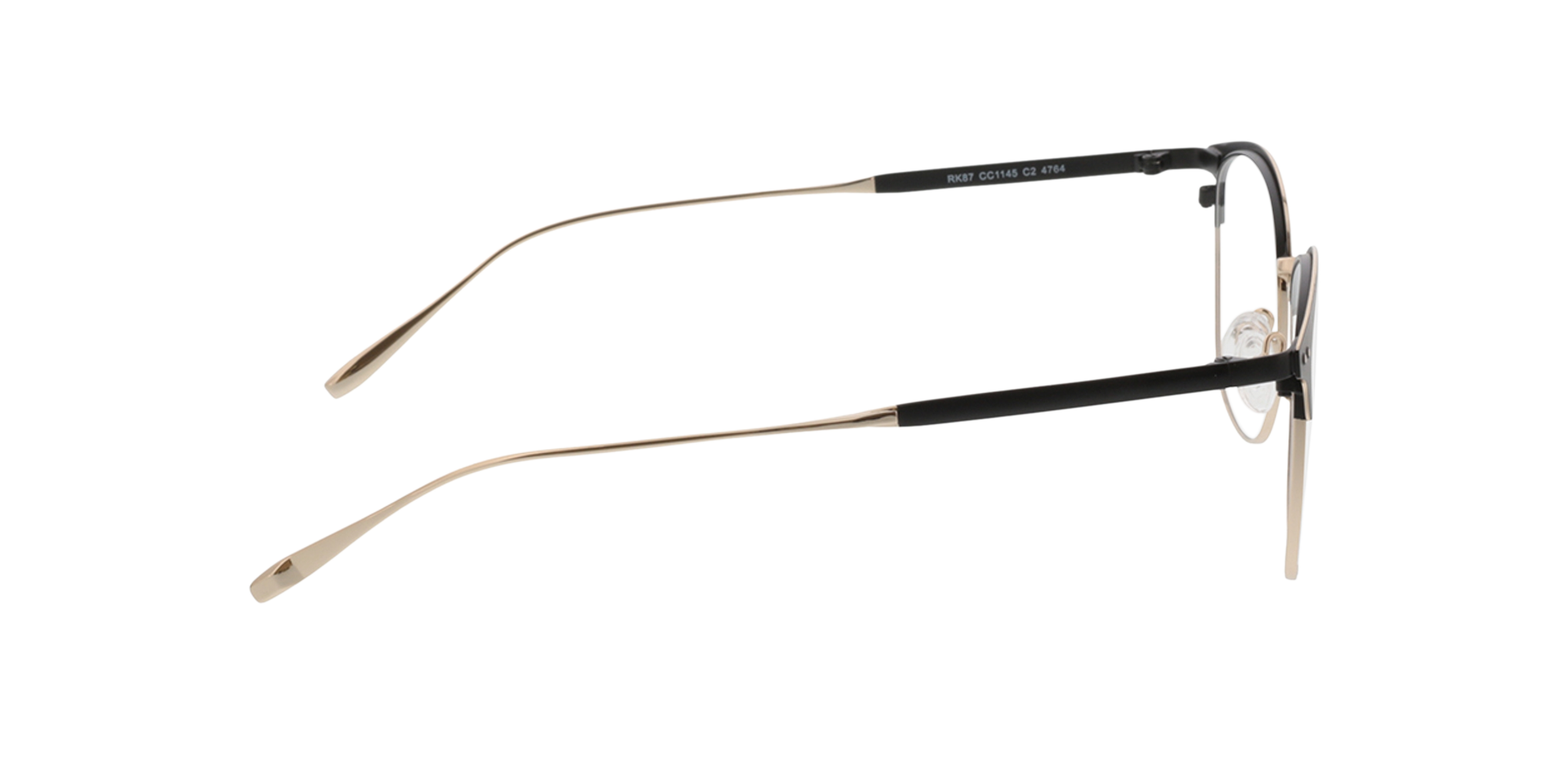 Hampton Schwarz & Gold MetallEyeglass Frames von B24, Seitenansicht