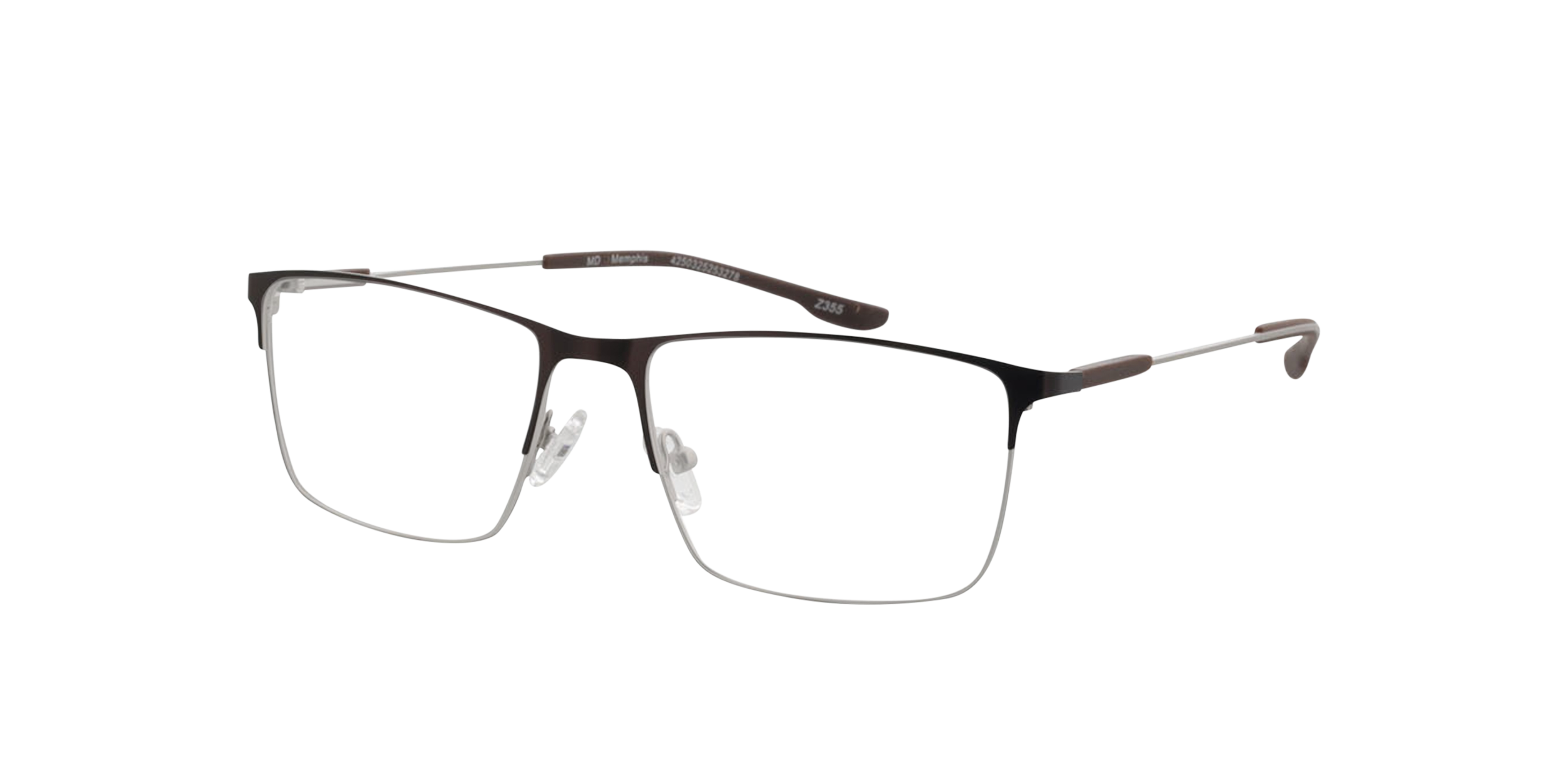 Memphis Matbruin  &  matzilver MetaalEyeglass Frames van B24, Hoekweergave