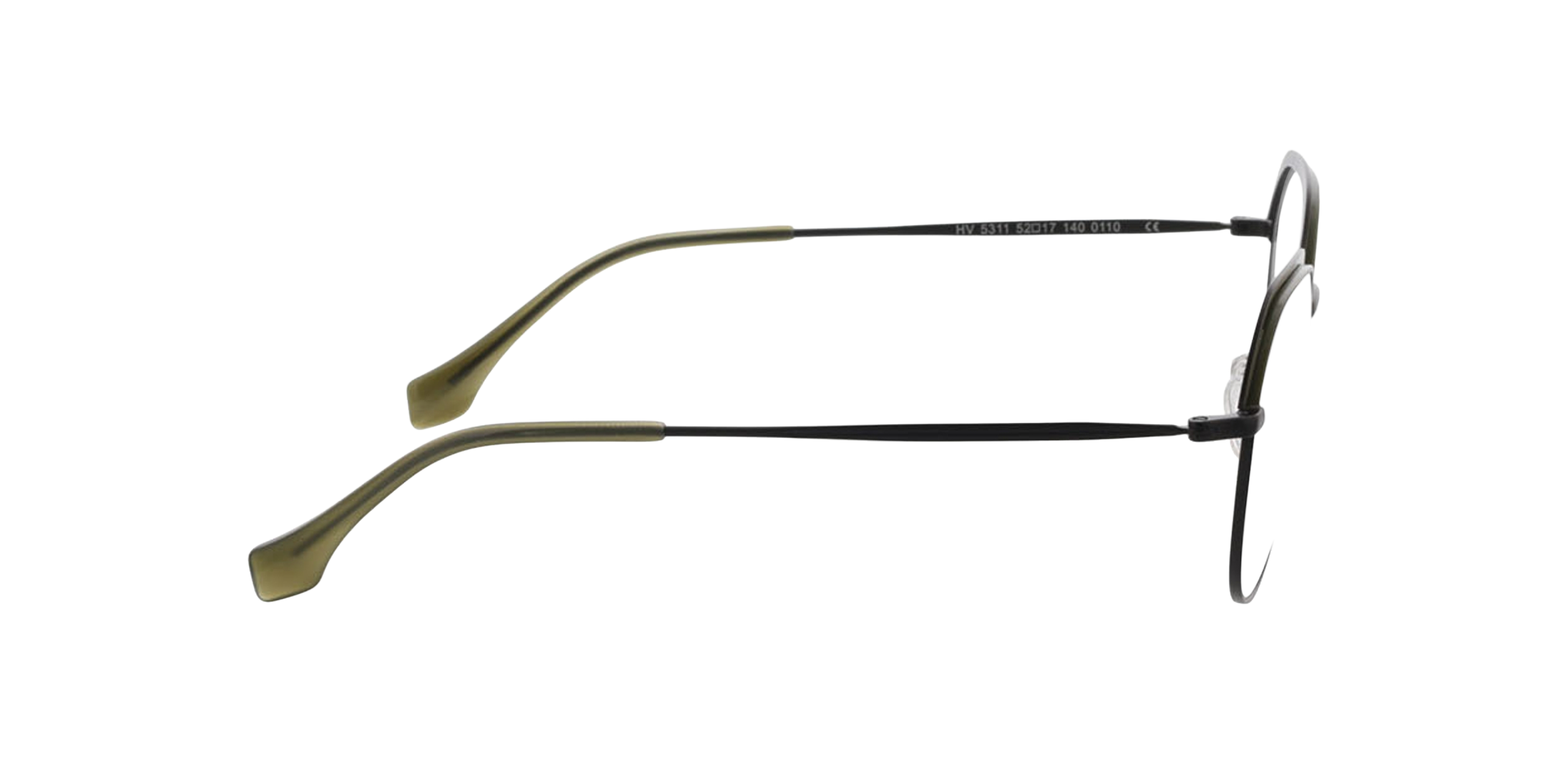 Ibiza Matzwart  &  kaki MetaalEyeglass Frames van B24, Zijaanzicht