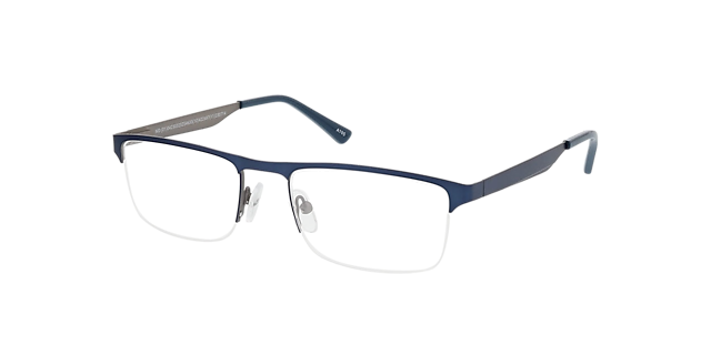 Vancouver Matt Blue & Matt Silver & Blue MetallEyeglass Frames von B24, Dreiviertelansicht