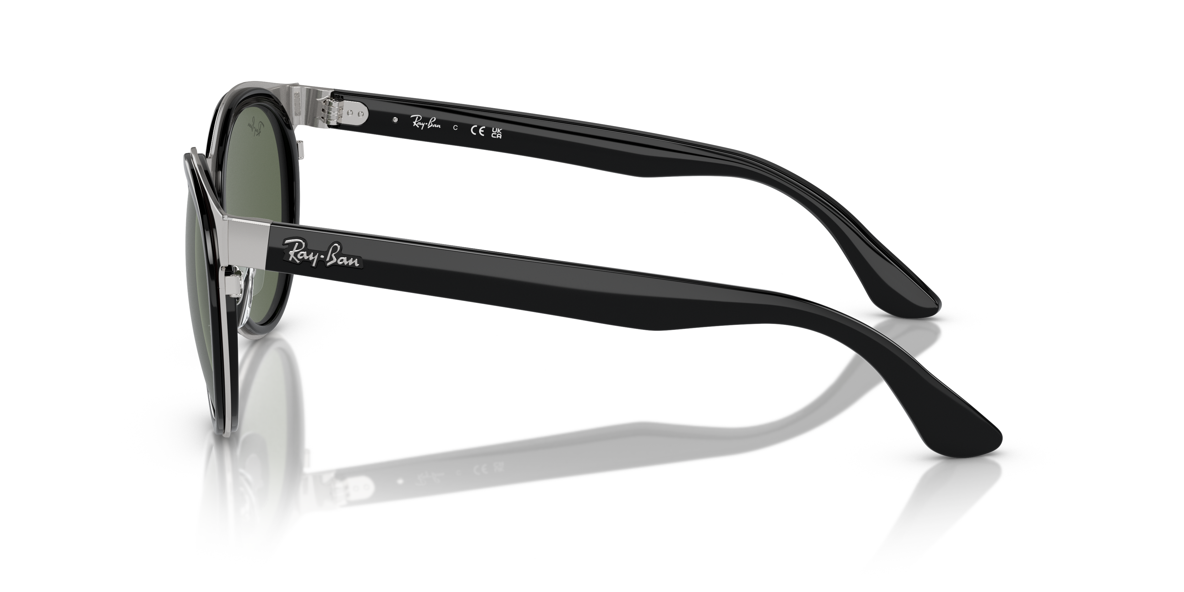 RB3710 Zwart op zilver MetaalSunglass Frames van B24, Zijaanzicht