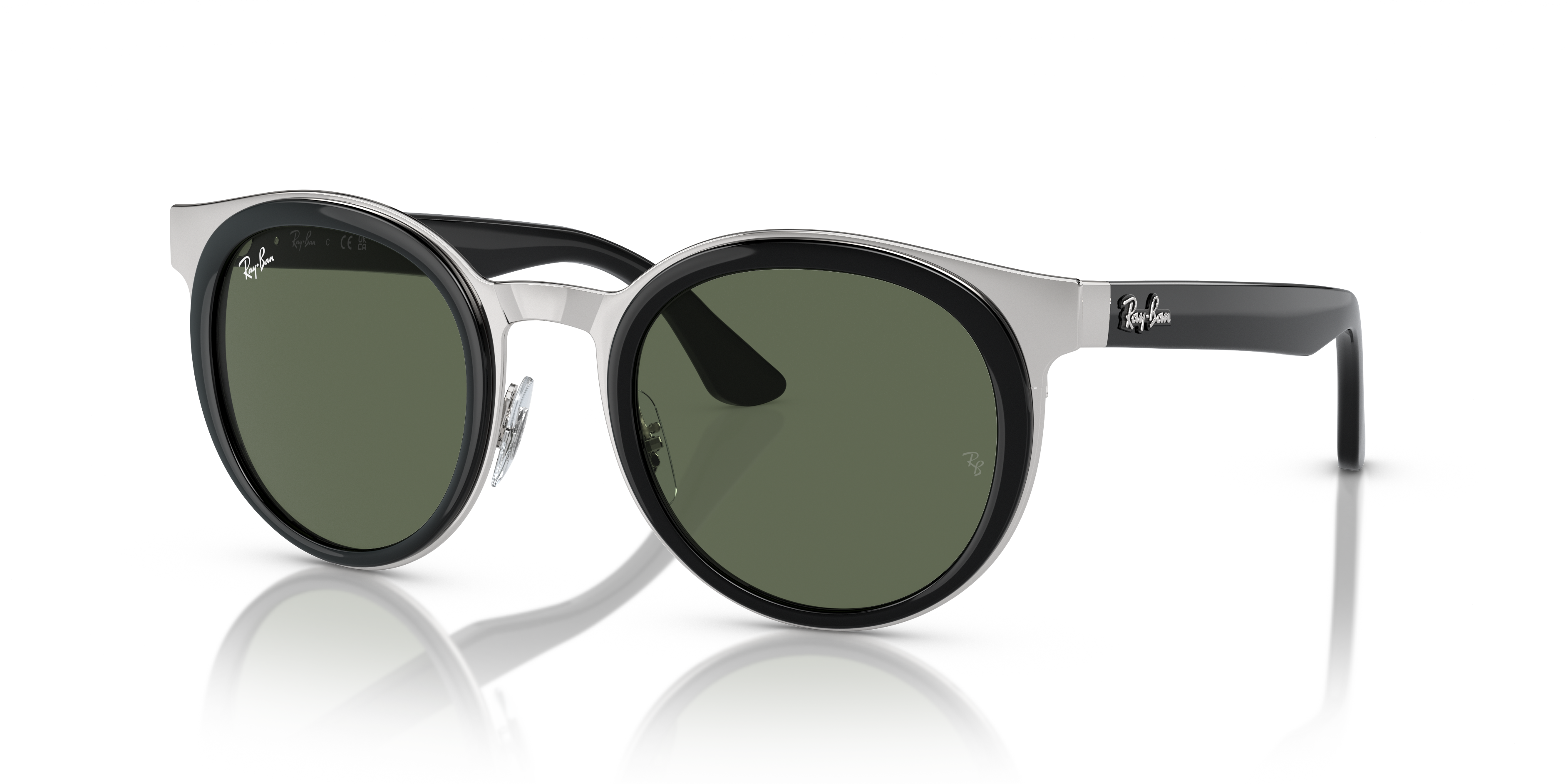 RB3710 Zwart op zilver MetaalSunglass Frames van B24, Hoekweergave