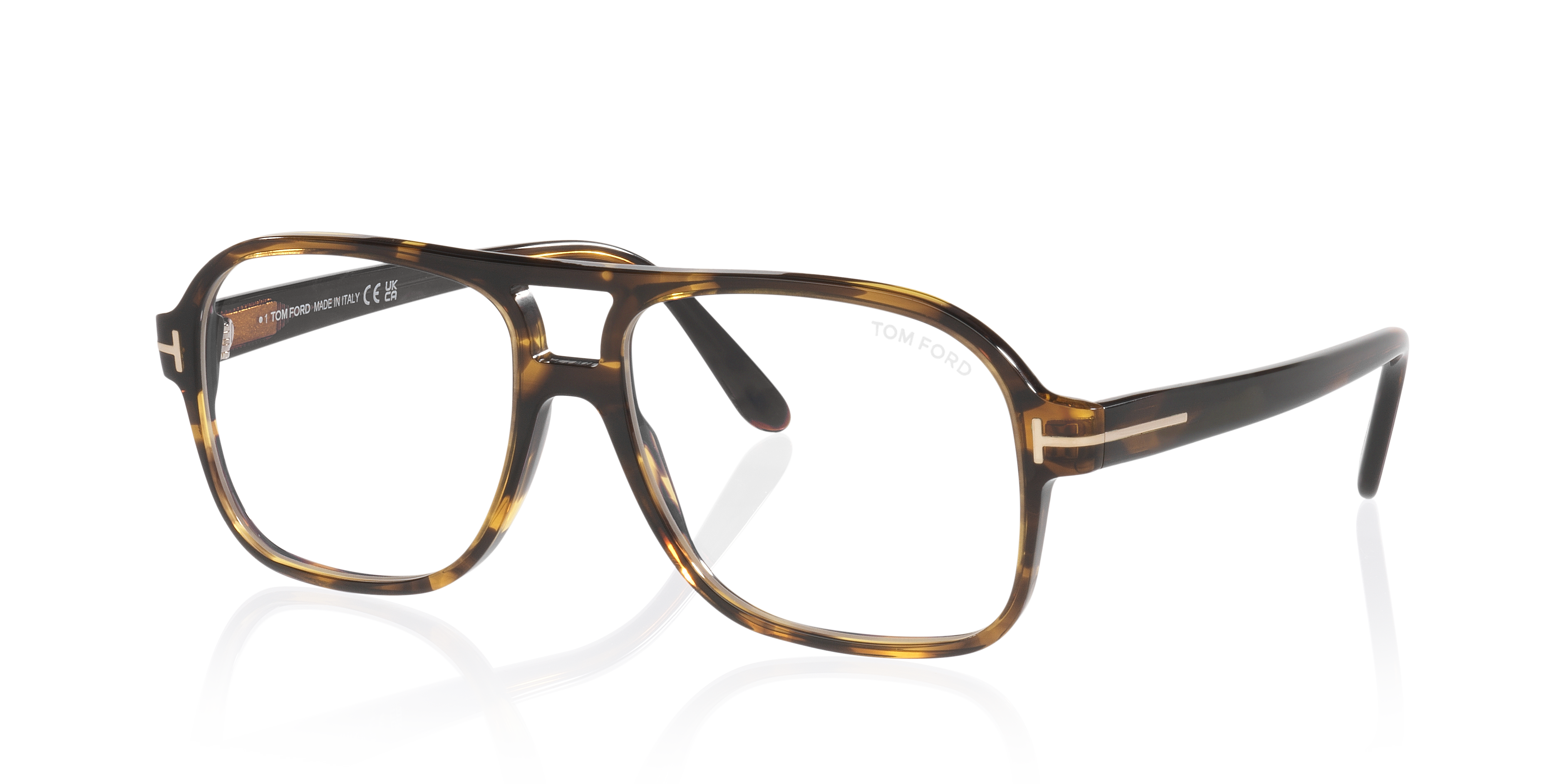 FT6058-B Tortoise Clear AcetaatEyeglass Frames van B24, Hoekweergave
