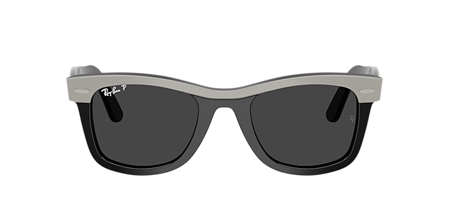 Wayfarer Street Neat Grijs op zwart AcetaatSunglass Frames van B24, met getinte lenzen