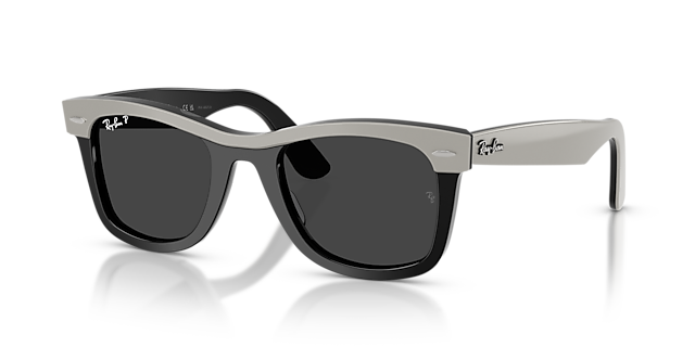 Wayfarer Street Neat Grijs op zwart AcetaatSunglass Frames van B24, Hoekweergave