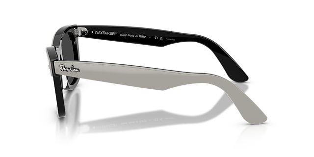 Wayfarer Street Neat Grijs op zwart AcetaatSunglass Frames van B24, Zijaanzicht