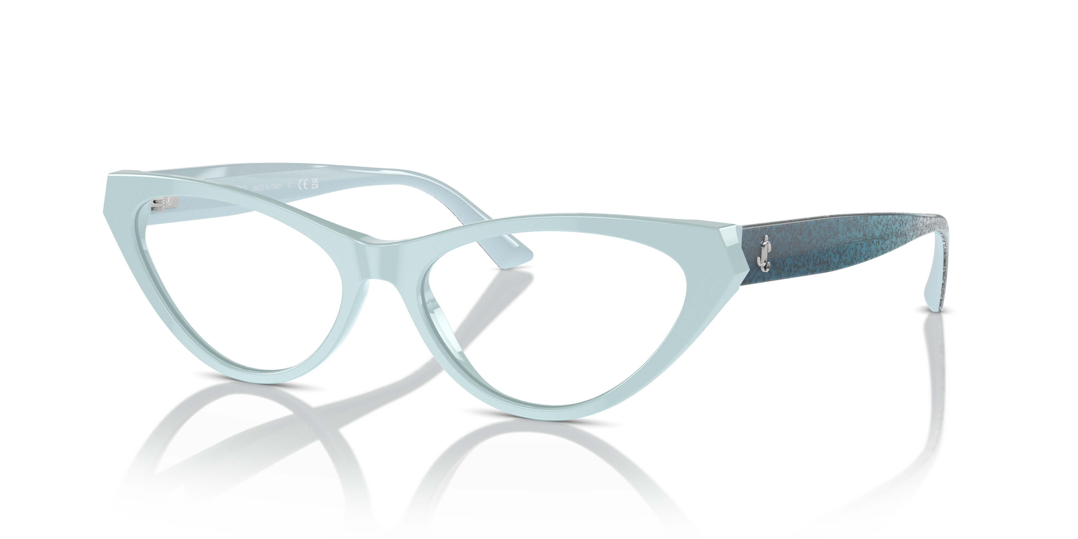 JC3005 Blauw AcetaatEyeglass Frames van B24, Hoekweergave