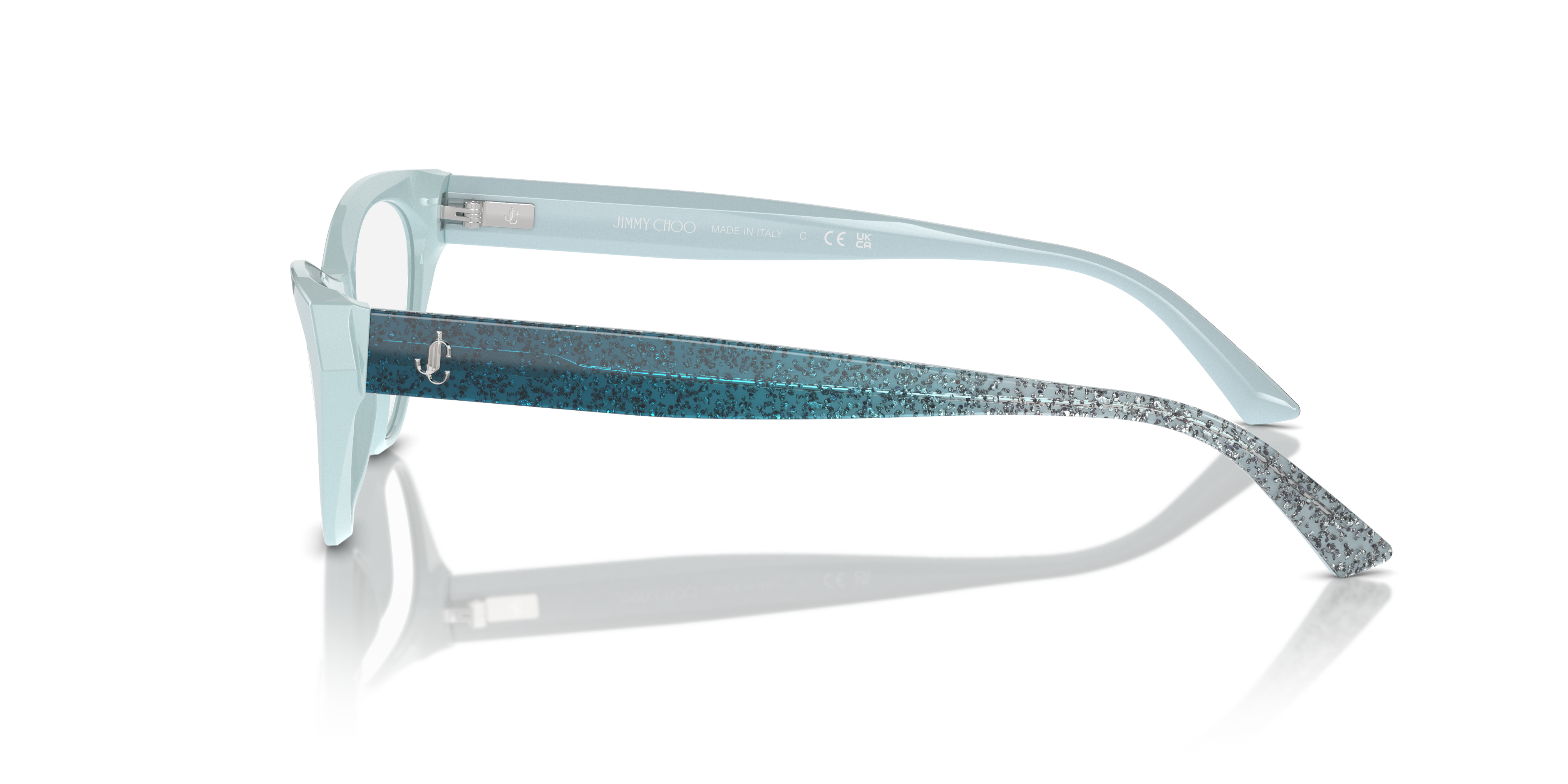 JC3005 Blauw AcetaatEyeglass Frames van B24, Zijaanzicht