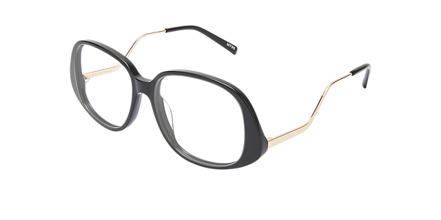 Zela Jet Black & Gold Metal AcetatEyeglass Frames von B24, Dreiviertelansicht
