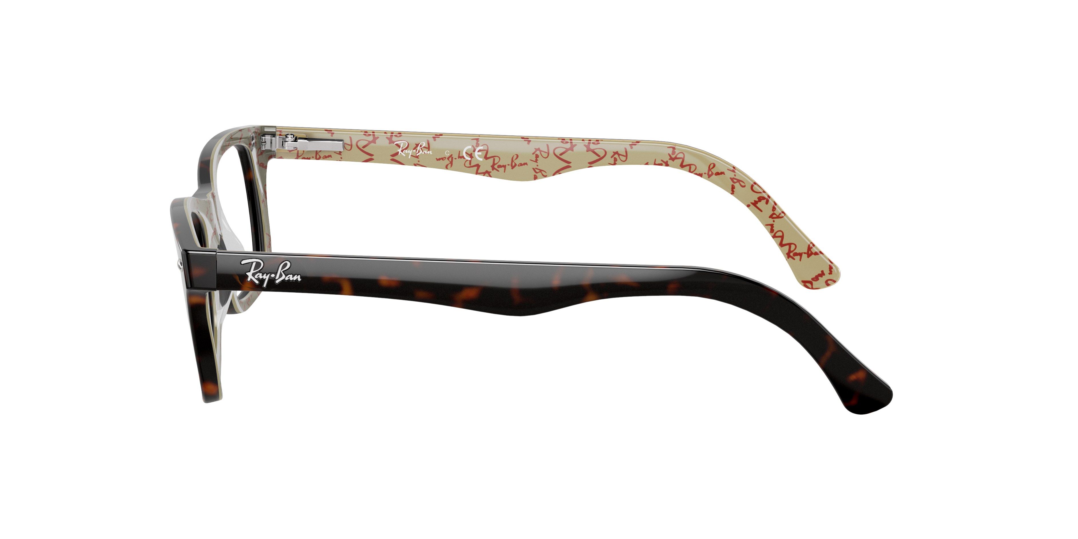 RB5228 Havana dunkel auf Beige Textur AcetatEyeglass Frames von B24, Seitenansicht