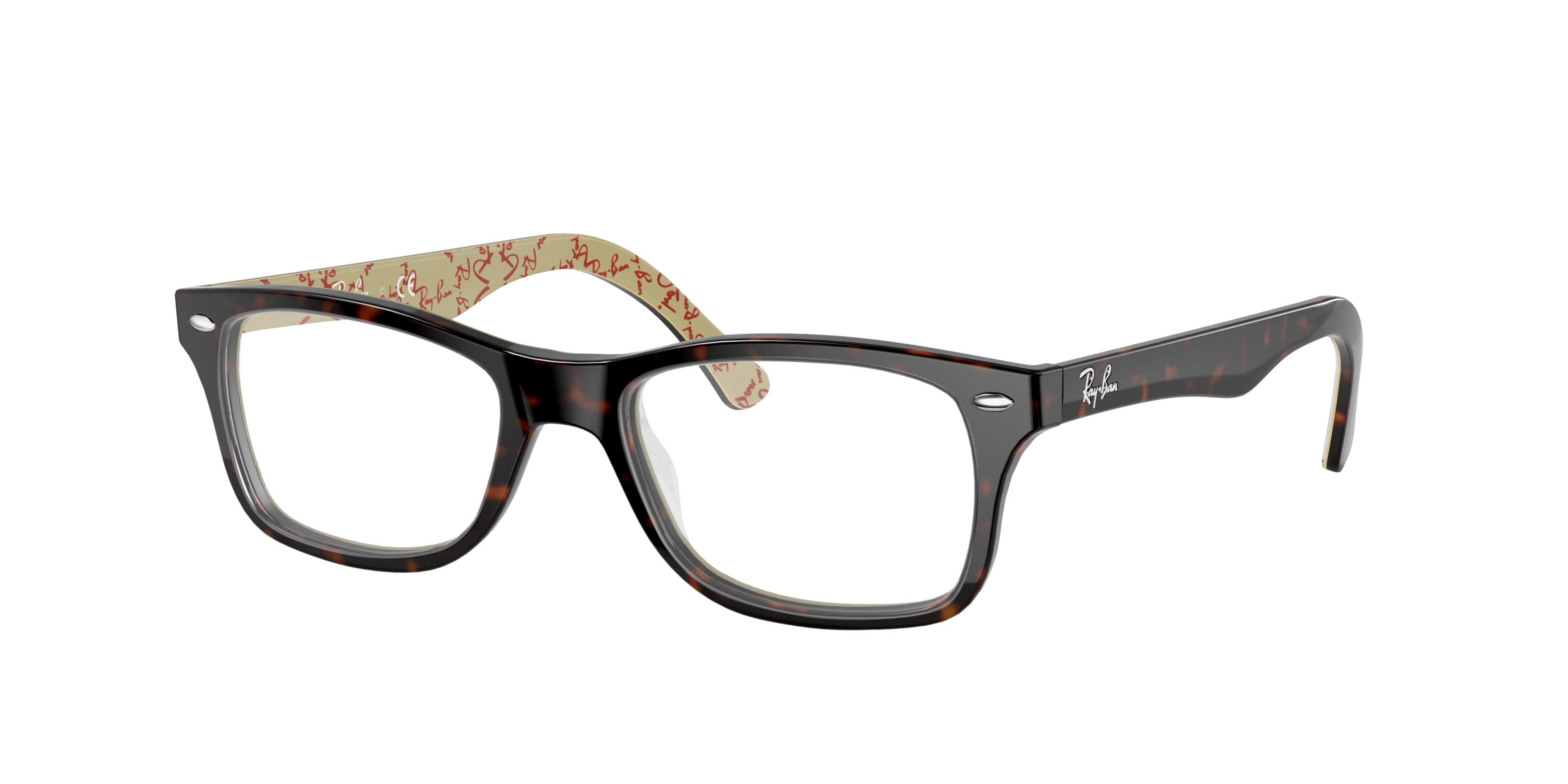 RB5228 Havana dunkel auf Beige Textur AcetatEyeglass Frames von B24, Dreiviertelansicht