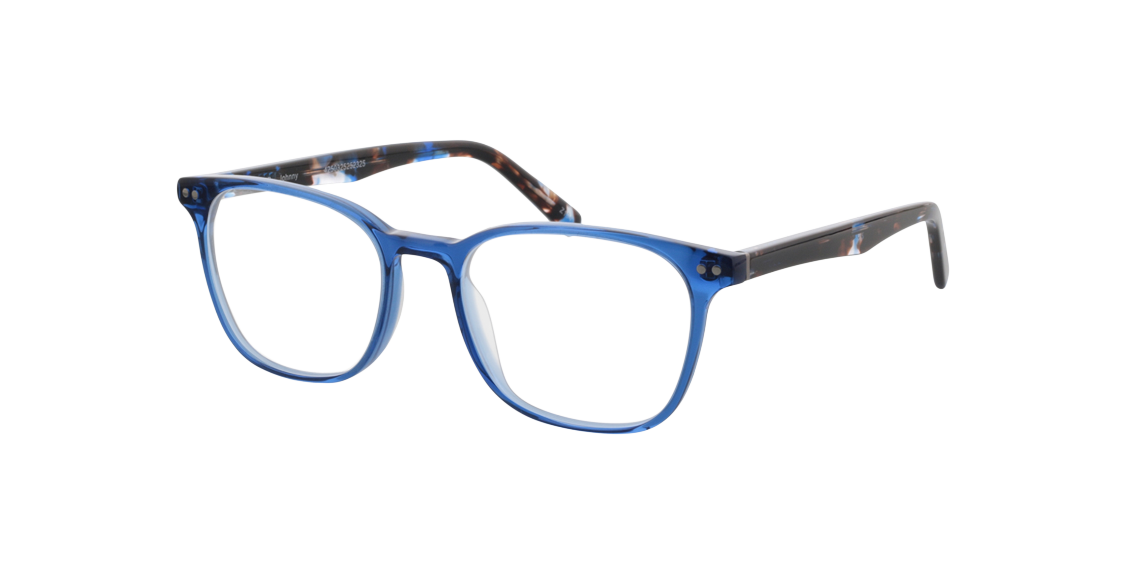 Johnny Kristal blauw  &  blauw Havana AcetaatEyeglass Frames van B24, Hoekweergave