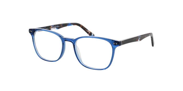 Johnny Kristal blauw & blauw Havana AcetaatEyeglass Frames van B24, Hoekweergave