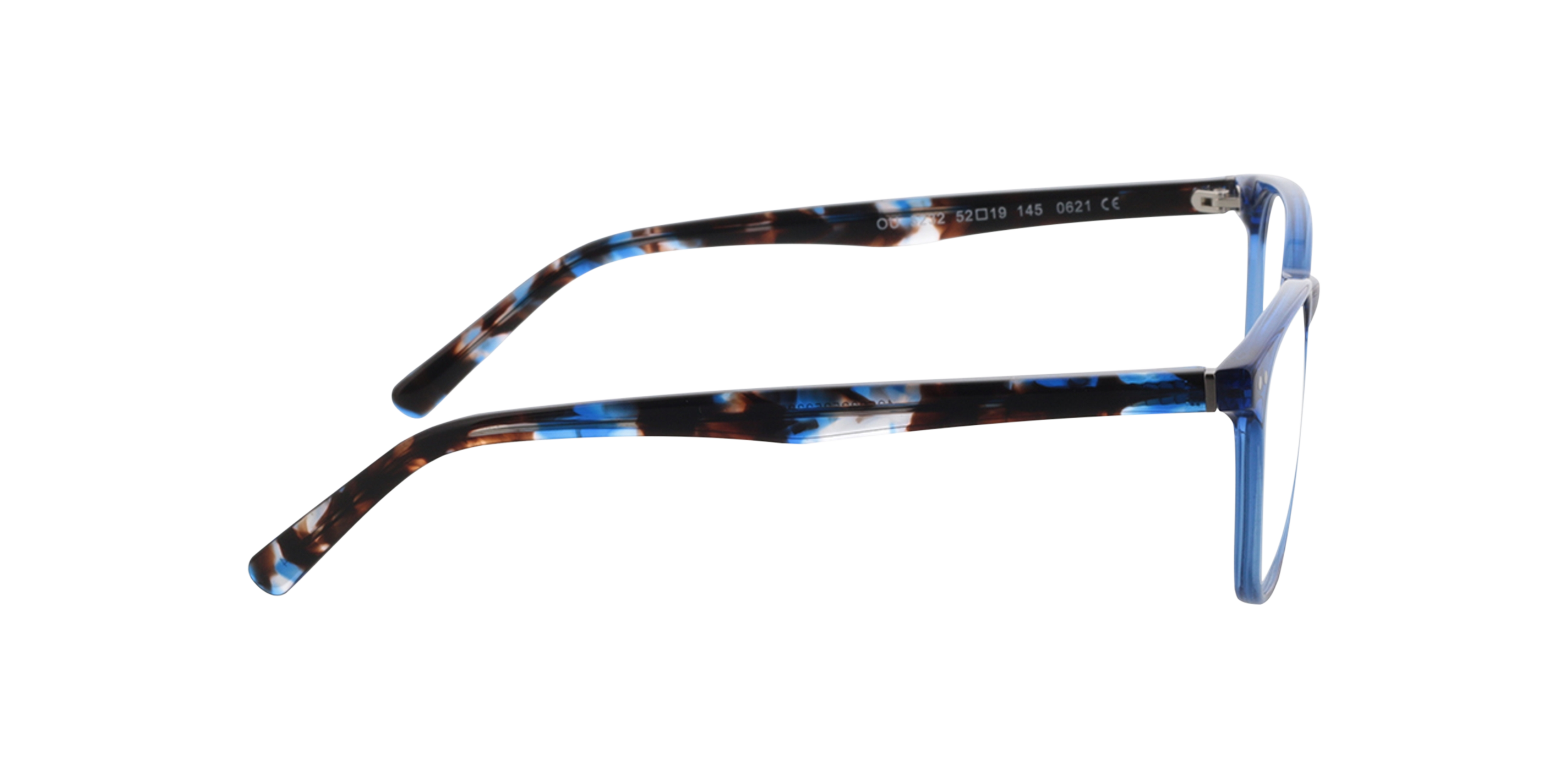 Johnny Kristal blauw  &  blauw Havana AcetaatEyeglass Frames van B24, Zijaanzicht