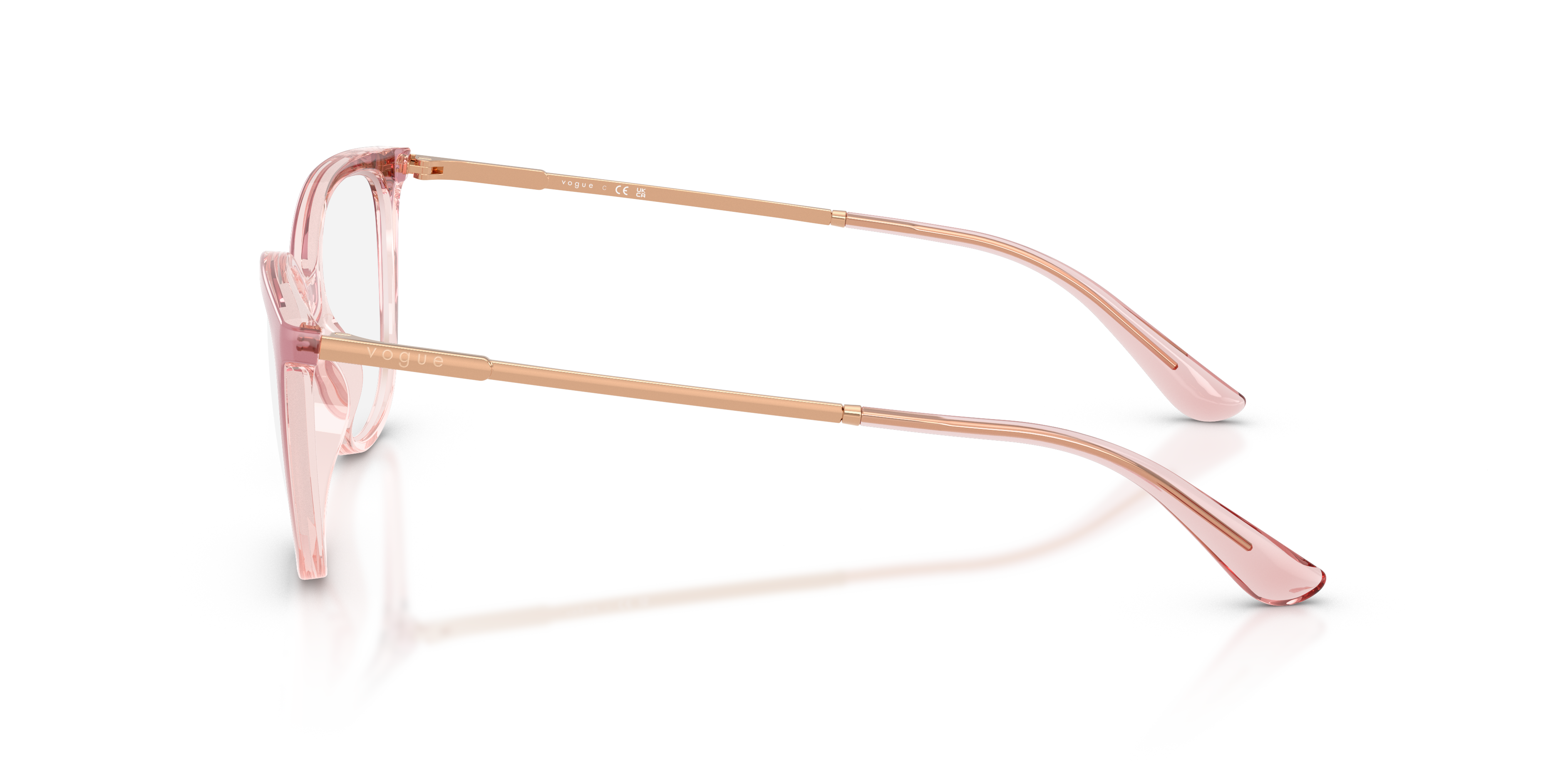 VO5673 Gradient Pink & Transparent Pink KunststofEyeglass Frames van B24, Zijaanzicht