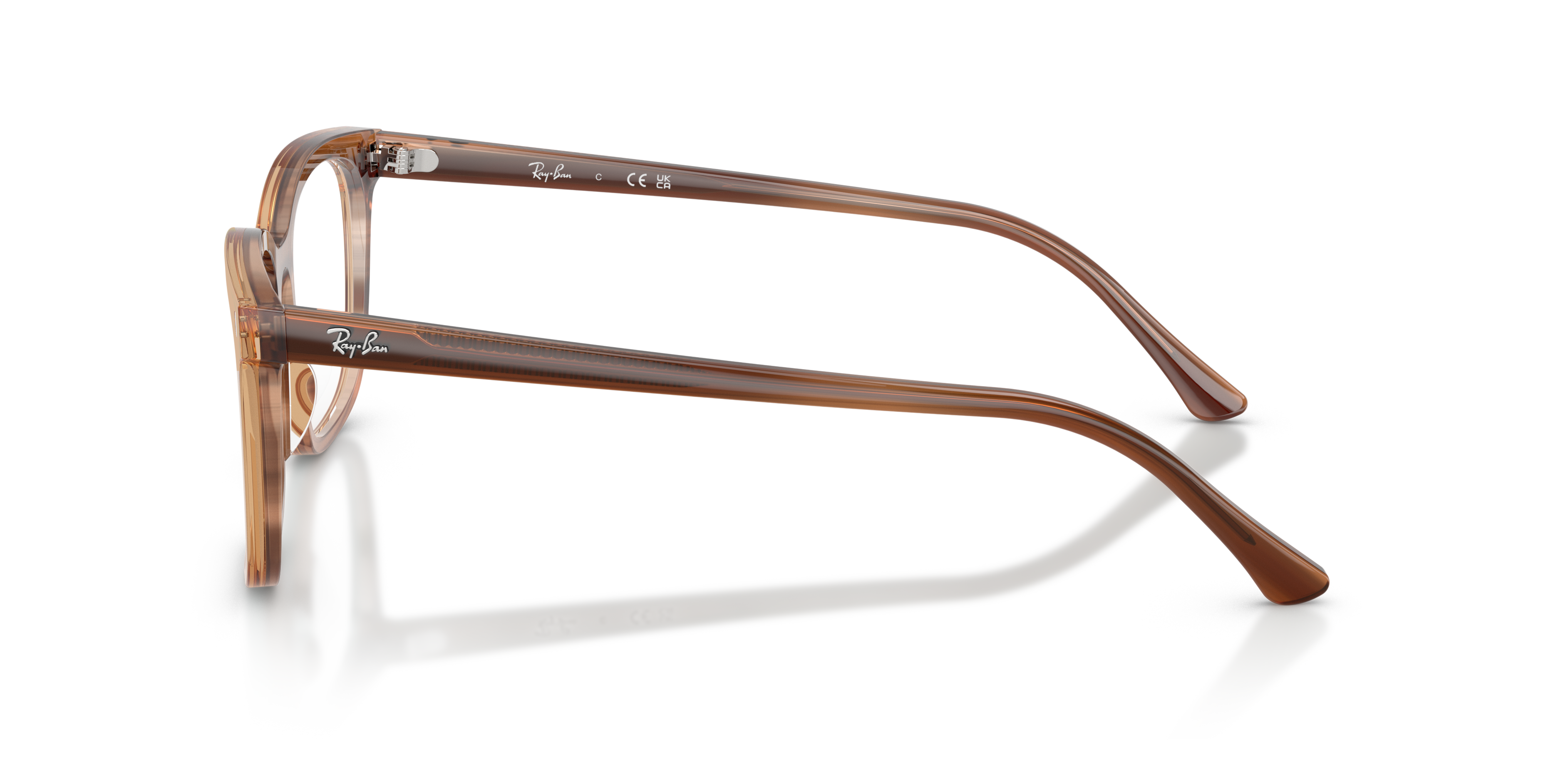 RB5446 Bruin Gestreept AcetaatEyeglass Frames van B24, Zijaanzicht