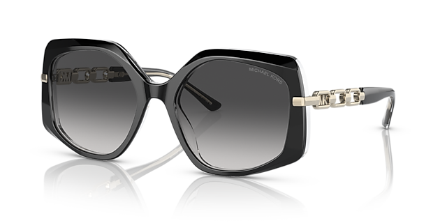 MK2177 Schwarz & Klar laminiert AcetatSunglass Frames von B24, Dreiviertelansicht