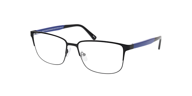 Nashville Matt Black & Blue & Black MetallEyeglass Frames von B24, Dreiviertelansicht