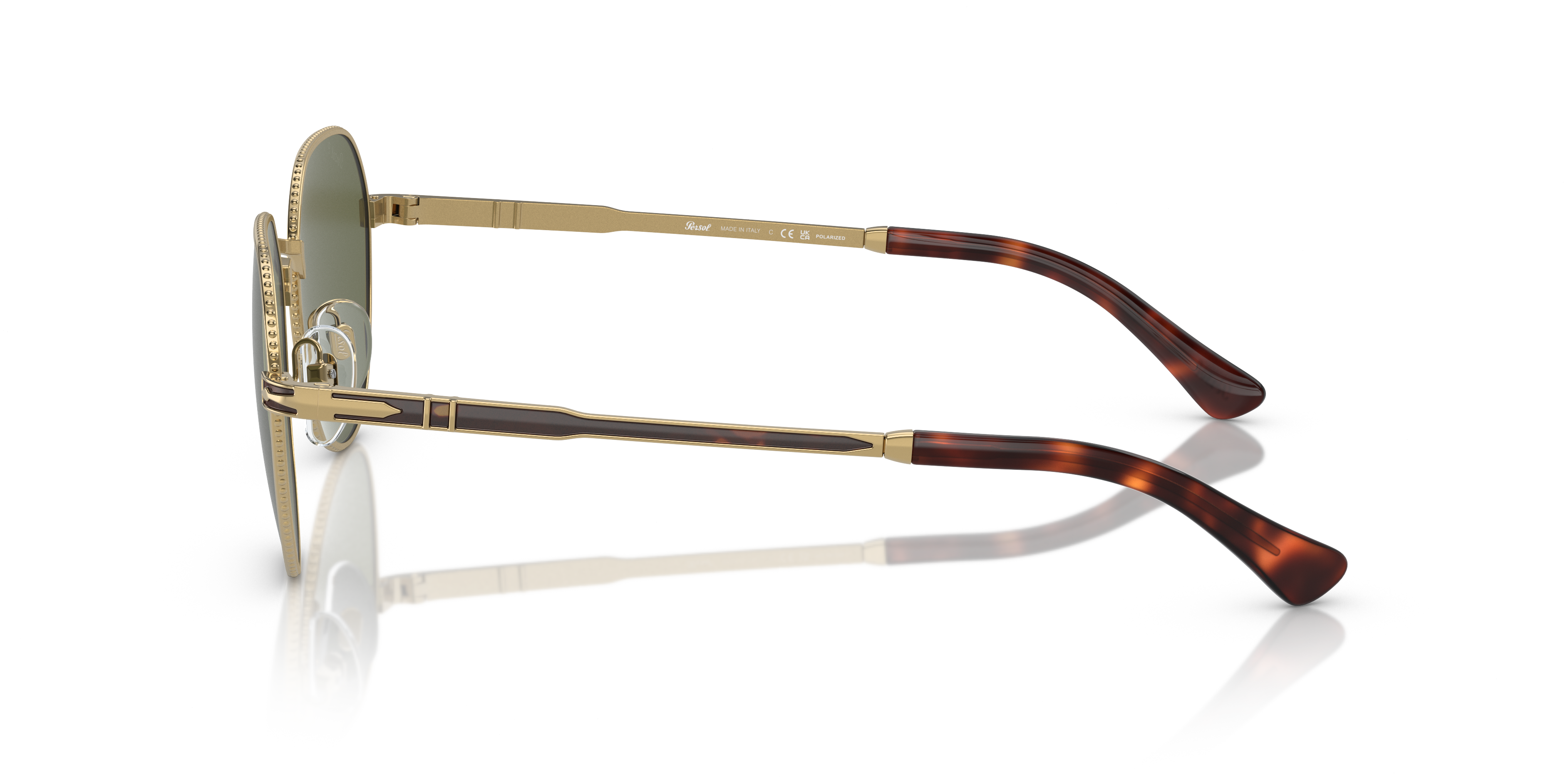 PO2486S Gold & Havana MetaalSunglass Frames van B24, Zijaanzicht