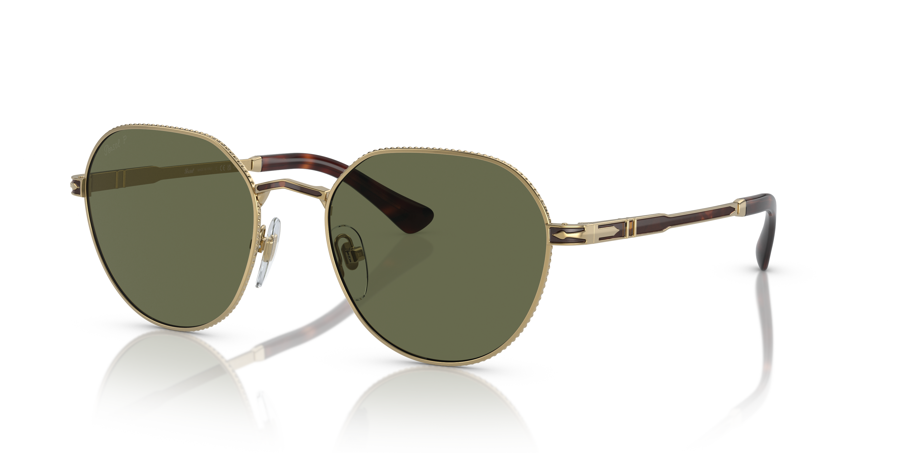 PO2486S Gold & Havana MetaalSunglass Frames van B24, Hoekweergave