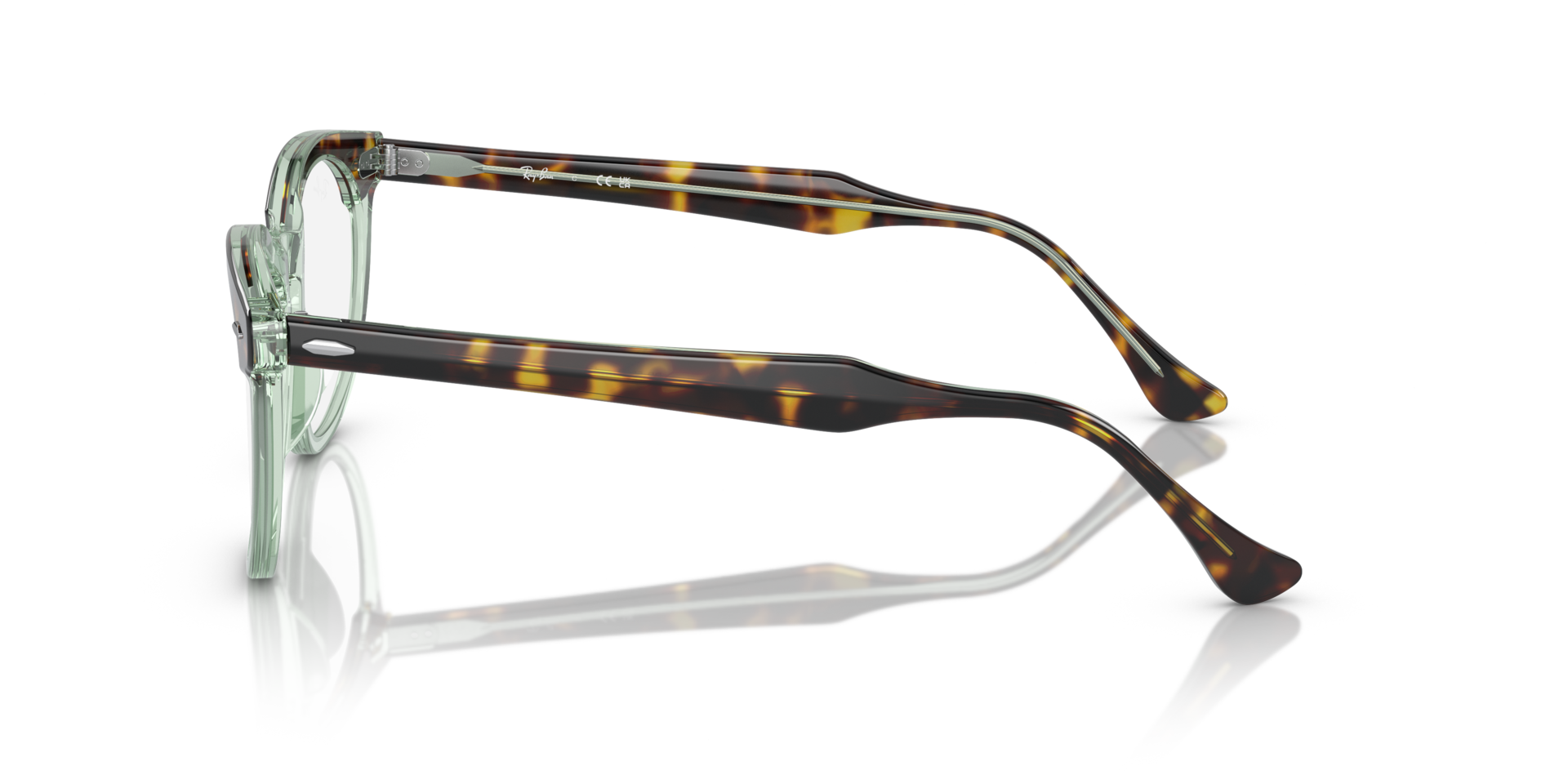 RB5598 Havana auf Grün transparent AcetatEyeglass Frames von B24, Seitenansicht