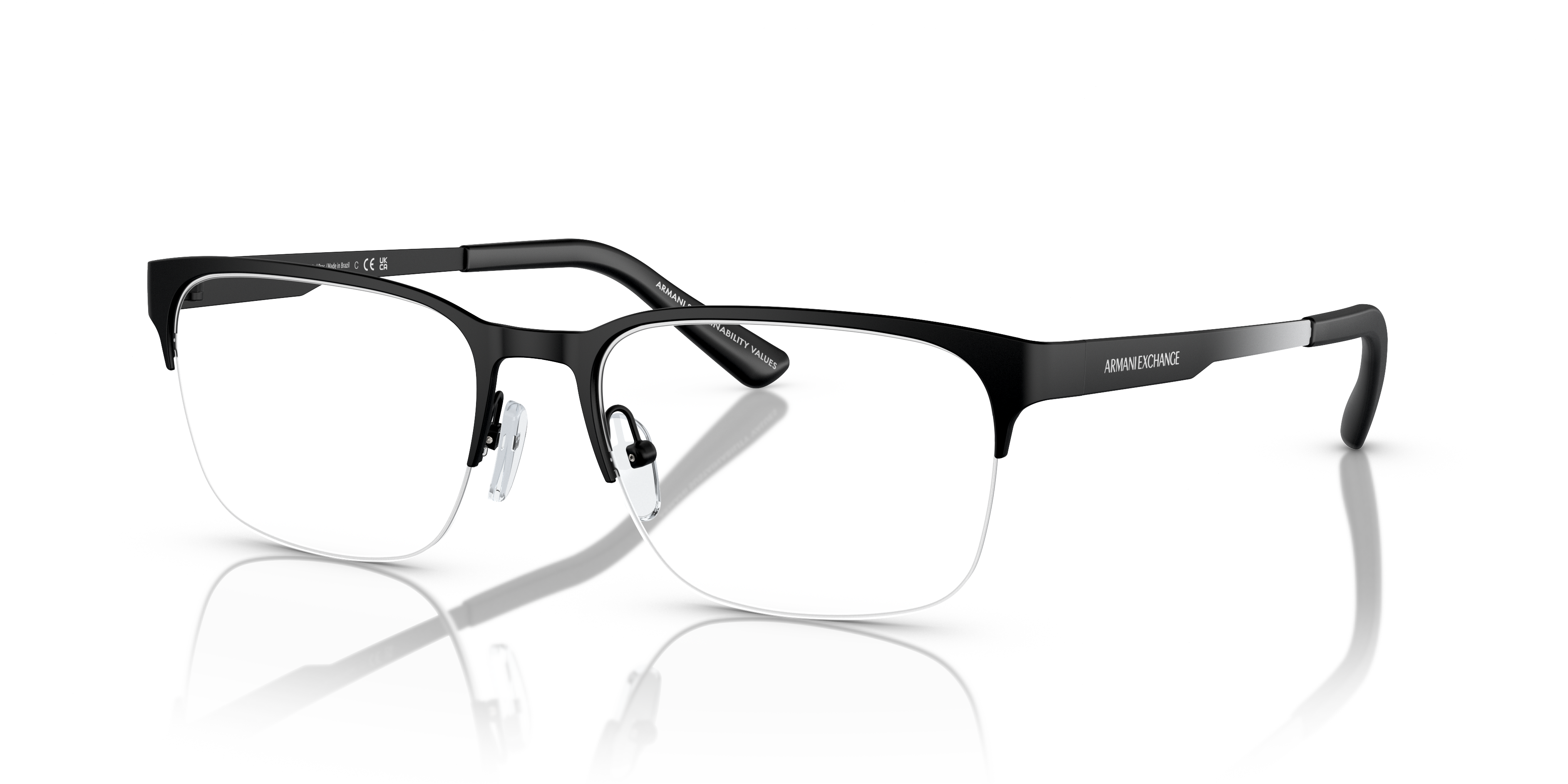 AX1060 Matt Schwarz MetallEyeglass Frames von B24, Dreiviertelansicht