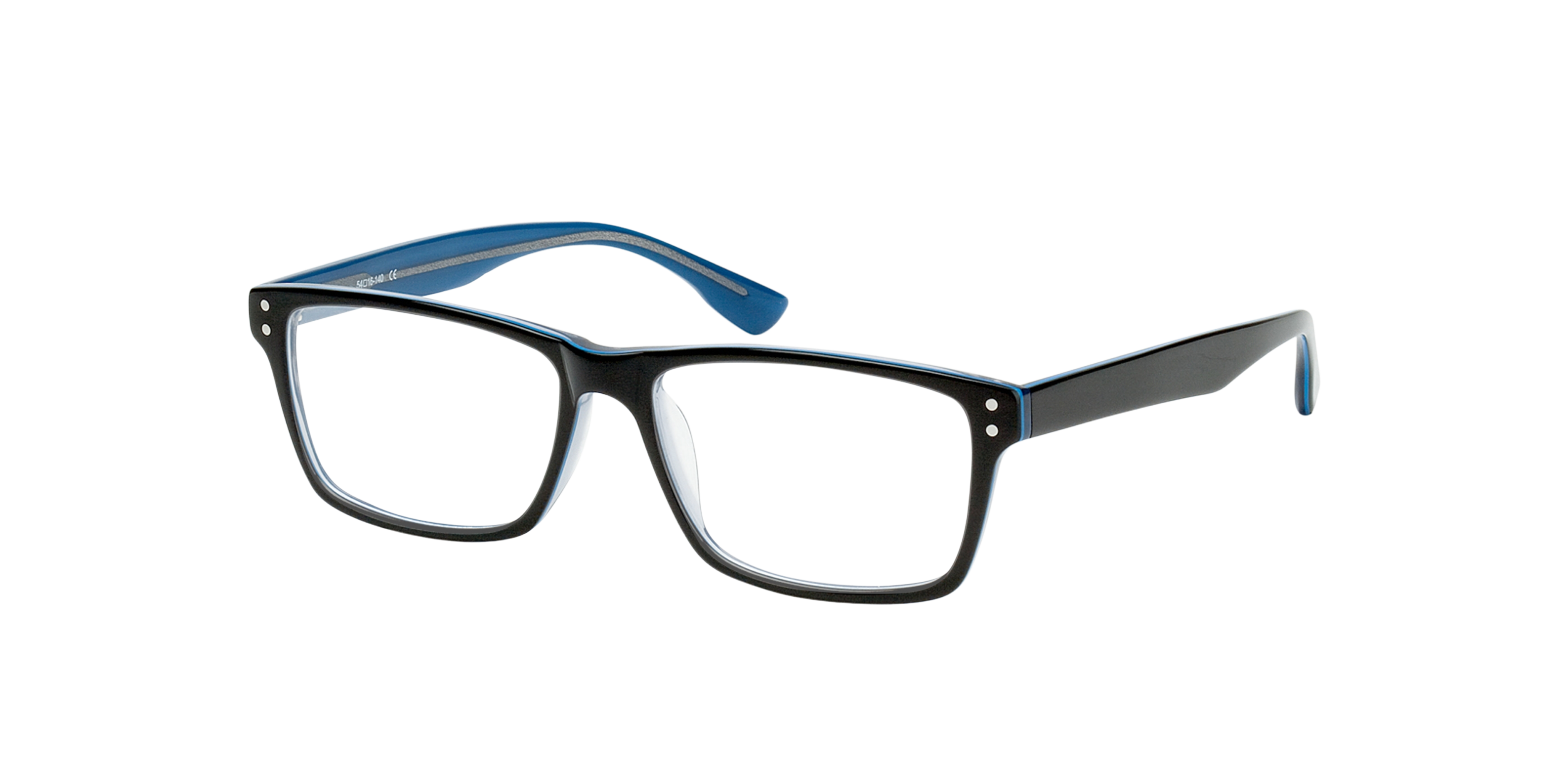 München Schwarz & Blau AcetatEyeglass Frames von B24, Dreiviertelansicht