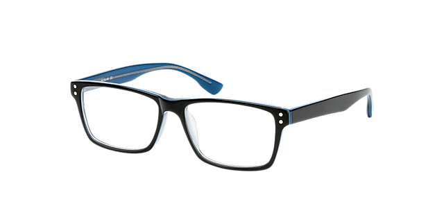 München Zwart & blauw AcetaatEyeglass Frames van B24, Hoekweergave