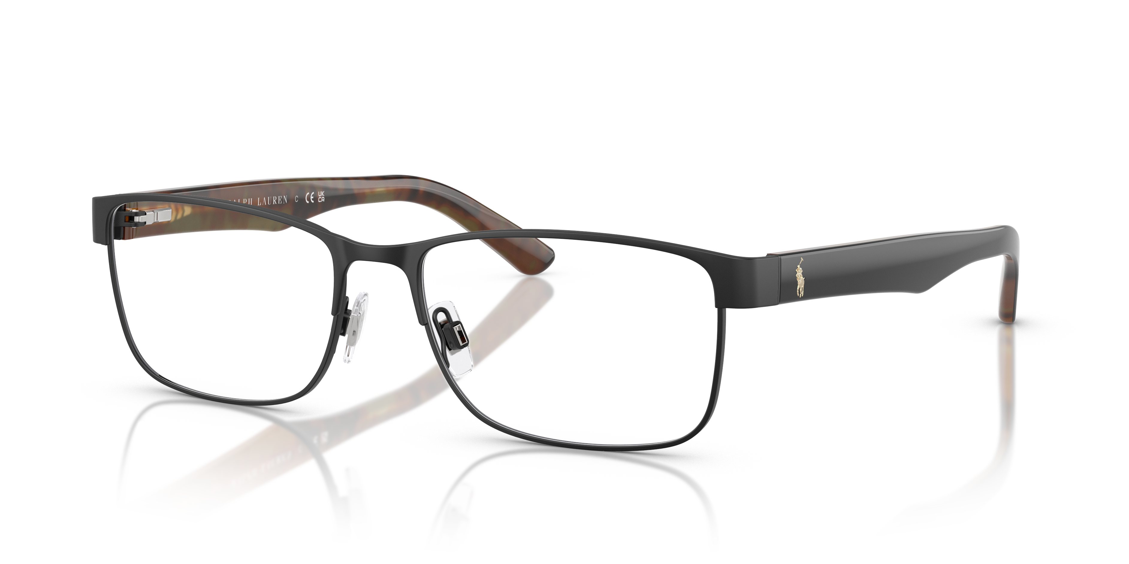 PH1157 Matt Schwarz MetallEyeglass Frames von B24, Dreiviertelansicht