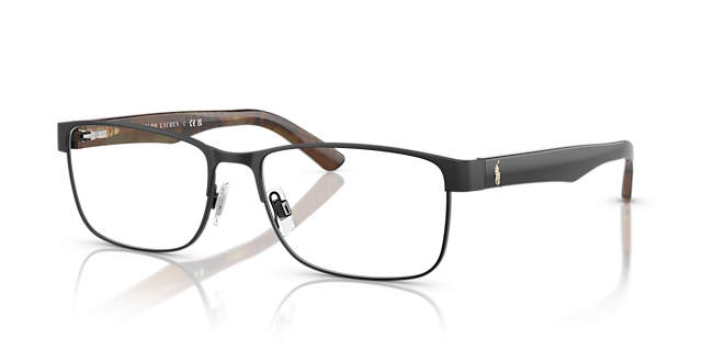 PH1157 Matt Schwarz MetallEyeglass Frames von B24, Dreiviertelansicht