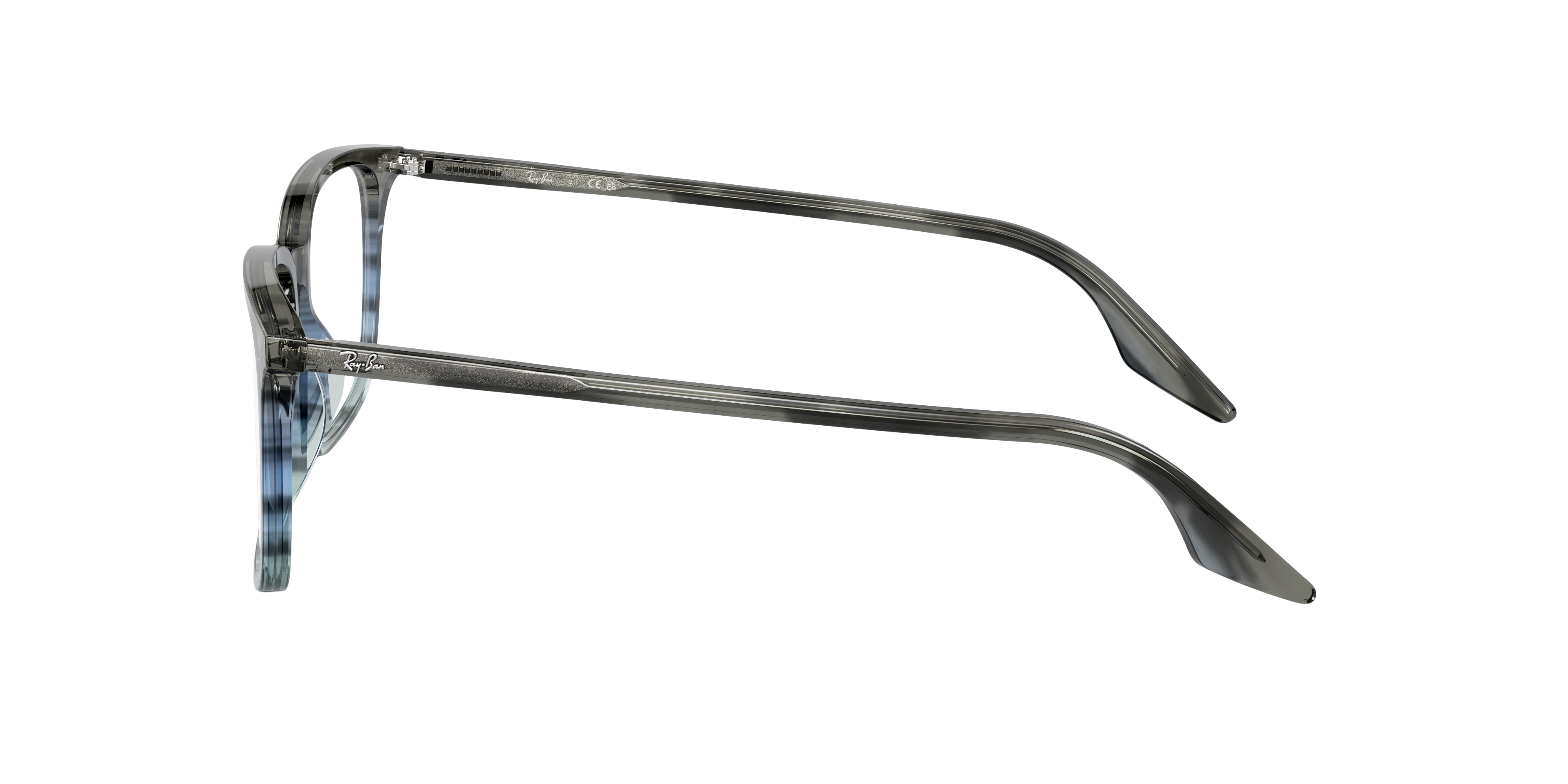 RB5421 Gestreept grijs en blauw AcetaatEyeglass Frames van B24, Zijaanzicht