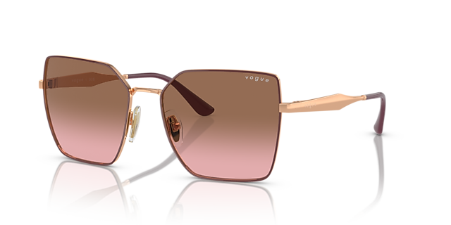 VO4284S Top bordeaux & roségoud MetaalSunglass Frames van B24, Hoekweergave