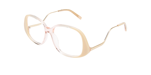 Zela Mercury Peach & Gold Metal AcetaatEyeglass Frames van B24, Hoekweergave