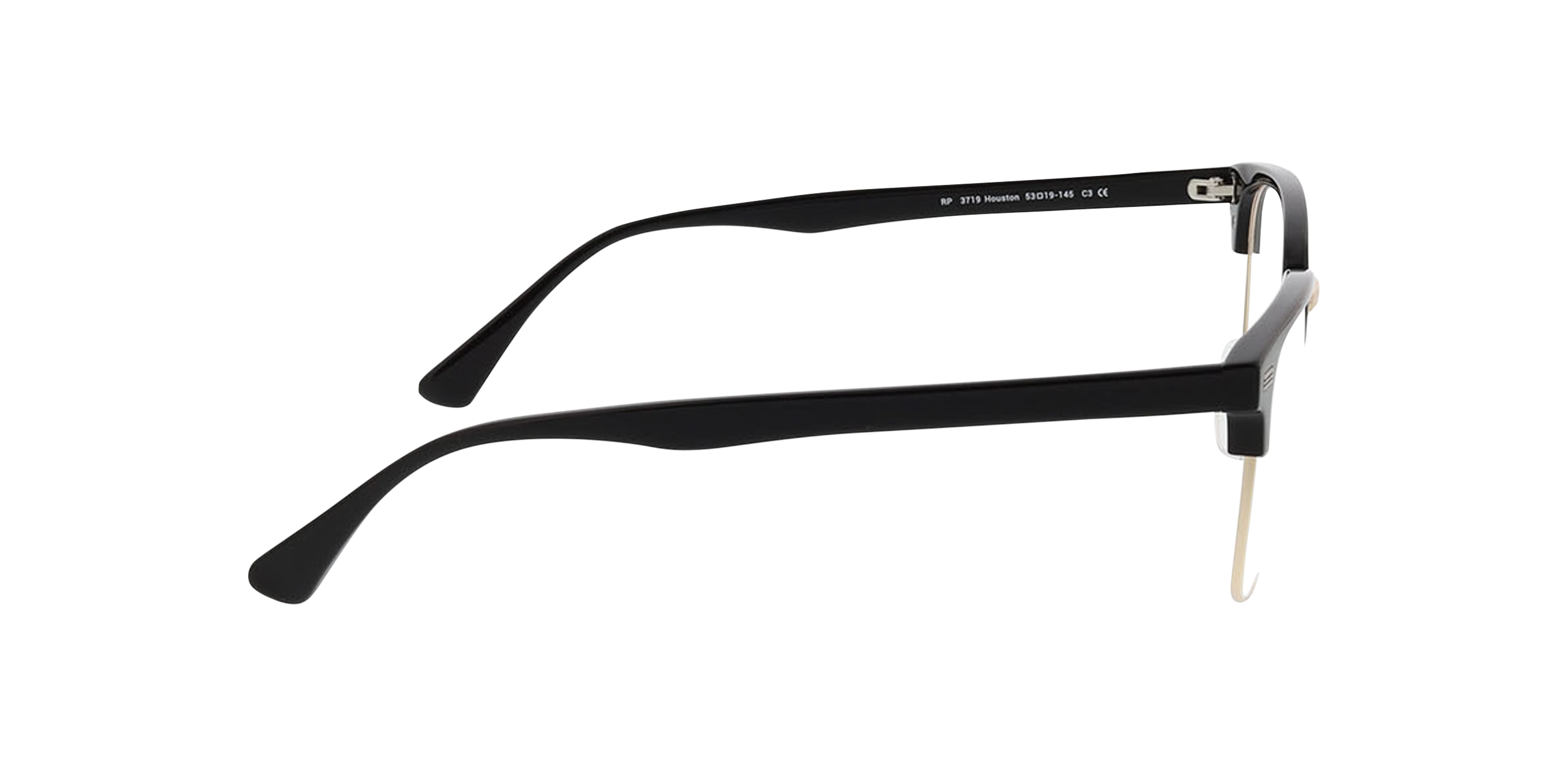 Houston Schwarz & Gold MetallEyeglass Frames von B24, Seitenansicht