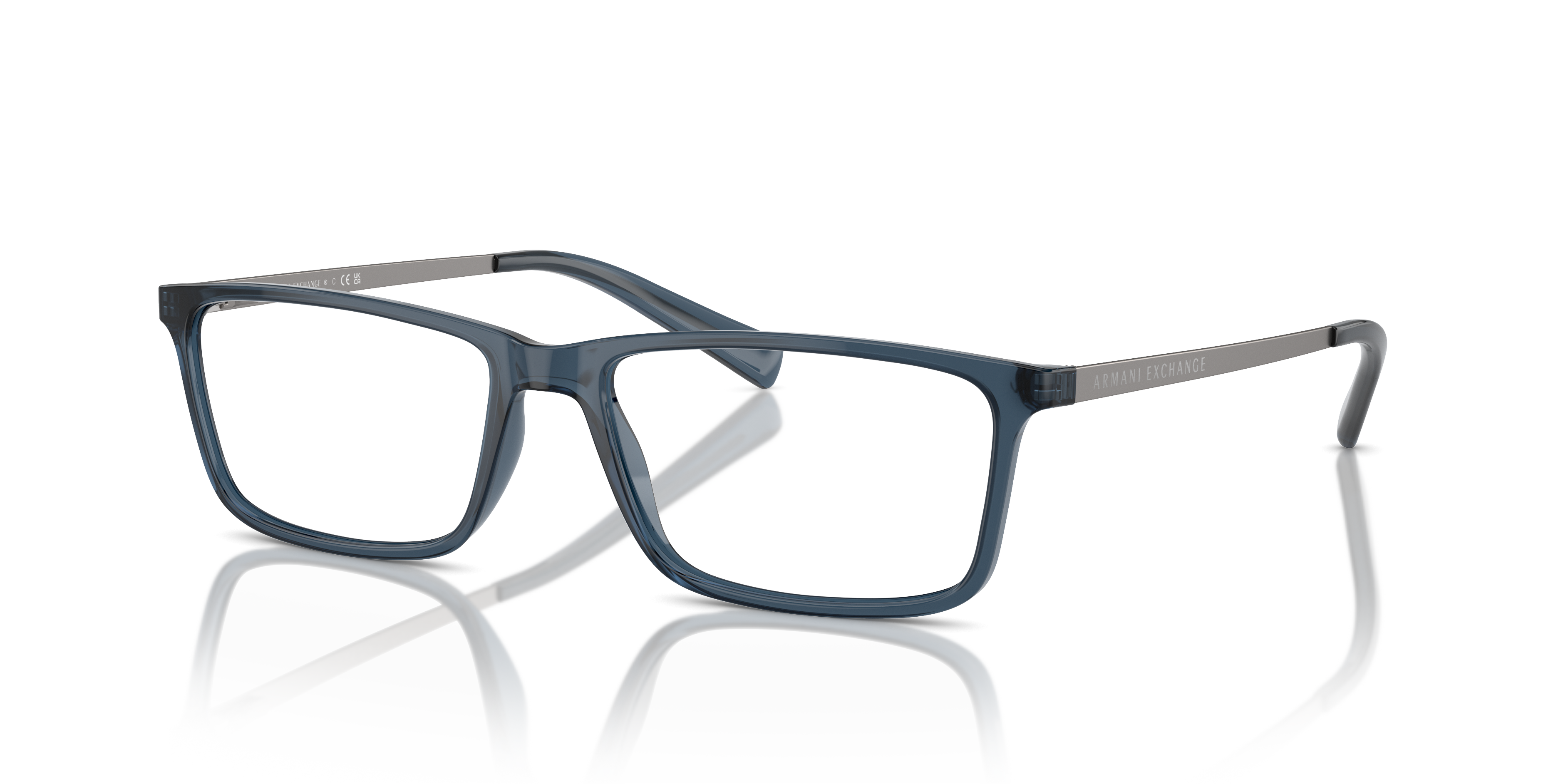 AX3027 Transparant blauw KunststofEyeglass Frames van B24, Hoekweergave